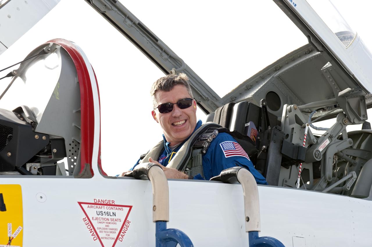CAPE CANAVERAL, Fla. -- At NASA's Kennedy Space Center in Florida, space shuttle Discovery's STS-133 Mission Specialist Steve Bowen arrives on the Shuttle Landing Facility runway aboard a T-38 jet. In the days leading up to their launch to the International Space Station, Bowen and his crew members will check the fit of their launch-and-entry suits, review launch-day procedures, receive weather briefings and remain medically quarantined to prevent sickness. Bowen replaces astronaut Tim Kopra, who was injured in a bicycle accident in January 2011. This will be the second launch attempt for Discovery's crew, following a scrub in November 2010 due to a hydrogen gas leak at the ground umbilical carrier plate (GUCP) as well as modifications to the external fuel tank's intertank support beams, called stringers. Scheduled to lift off Feb. 24 at 4:50 p.m. EST, Discovery and its crew will deliver the Permanent Multipurpose Module, packed with supplies and critical spare parts, as well as Robonaut 2, the dexterous humanoid astronaut helper, to the orbiting outpost. For more information on the STS-133 mission, visit www.nasa.gov/mission_pages/shuttle/shuttlemissions/sts133/. Photo credit: NASA/Kim Shiflett