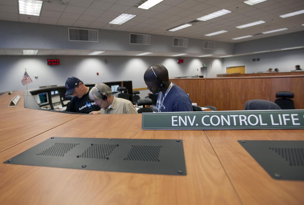 CAPE CANAVERAL, Fla. -- In Firing Room-4 in the Launch Control Center at NASA's Kennedy Space Center in Florida, launch controllers took their posts at about 2:30 p.m. EST for space shuttle Discovery's STS-133 mission to the International Space Station. The countdown clock began ticking backward from the T-43 hour mark at 3 p.m. Scheduled to lift off Feb. 24 at 4:50 p.m. EST, Discovery and its six-member crew will deliver the Permanent Multipurpose Module, packed with supplies and critical spare parts, as well as Robonaut 2, the dexterous humanoid astronaut helper, to the orbiting outpost. For more information on the STS-133 mission, visit www.nasa.gov/mission_pages/shuttle/shuttlemissions/sts133/. Photo credit: NASA/Frank Michaux