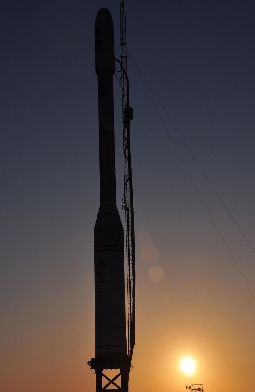 VANDENBERG AIR FORCE BASE, Calif. -- As the sun goes down over Vandenberg Air Force Base in California, the Orbital Sciences Taurus XL rocket and NASA's encapsulated Glory spacecraft await an early morning launch on the pad at Space Launch Complex 576-E. Liftoff originally was scheduled for 5:09 a.m. EST Feb. 23, but was scrubbed for at least 24 hours due to a technical issue that engineers are evaluating.           Once Glory reaches orbit, it will collect data on the properties of aerosols and black carbon. It also will help scientists understand how the sun's irradiance affects Earth's climate. For information, visit www.nasa.gov/glory. Photo credit: NASA/Randy Beaudoin, VAFB