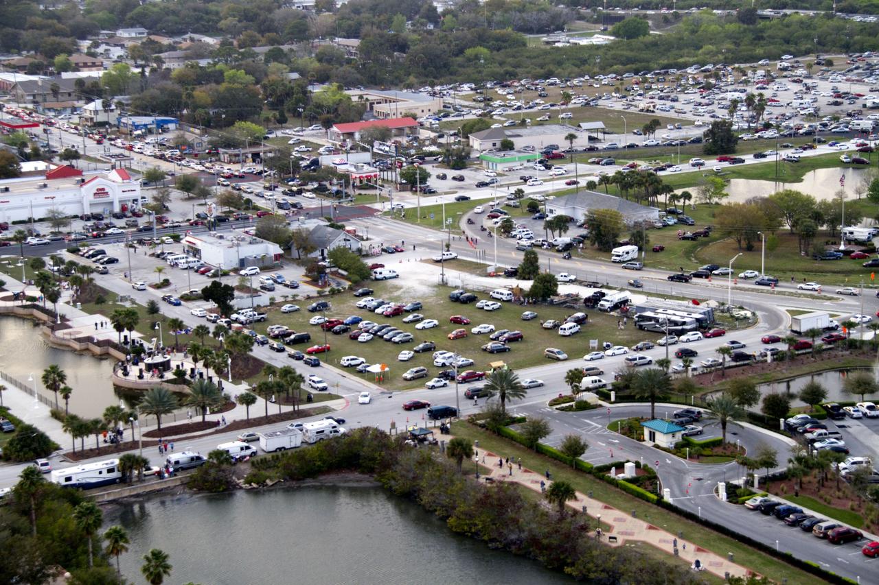 CAPE CANAVERAL, Fla. -- This image of U. S. Highway 1 and surrounding roadways in Titusville, Florida, was taken from a traffic survey helicopter after the successful launch of space shuttle Discovery at 4:53 p.m. EST on its final flight to the International Space Station.          Discovery's six-member crew will deliver the Permanent Multipurpose Module, packed with supplies and critical spare parts, as well as Robonaut 2, the dexterous humanoid astronaut helper, to the orbiting outpost. Discovery is flying on its 39th and final mission and is scheduled to be retired following STS-133. This is the 133rd Space Shuttle Program mission and the 35th shuttle voyage to the space station. For more information on the STS-133 mission, visit www.nasa.gov/mission_pages/shuttle/shuttlemissions/sts133/. Photo credit: NASA/Jack Pfaller