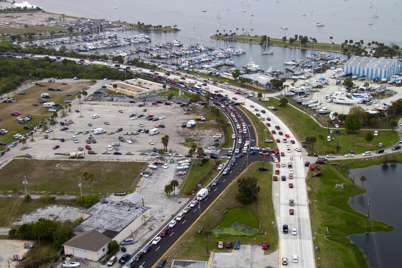 CAPE CANAVERAL, Fla. -- This image of U. S. Highway 1 and surrounding roadways in Titusville, Florida, was taken from a traffic survey helicopter after the successful launch of space shuttle Discovery at 4:53 p.m. EST on its final flight to the International Space Station.    Discovery's six-member crew will deliver the Permanent Multipurpose Module, packed with supplies and critical spare parts, as well as Robonaut 2, the dexterous humanoid astronaut helper, to the orbiting outpost. Discovery is flying on its 39th and final mission and is scheduled to be retired following STS-133. This is the 133rd Space Shuttle Program mission and the 35th shuttle voyage to the space station. For more information on the STS-133 mission, visit www.nasa.gov/mission_pages/shuttle/shuttlemissions/sts133/. Photo credit: NASA/Jack Pfaller