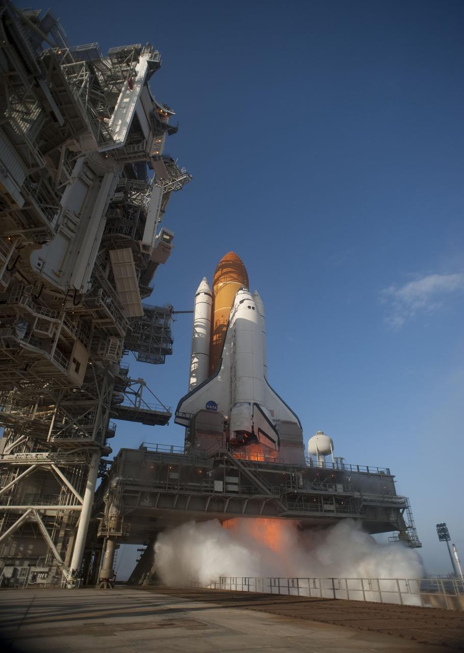 CAPE CANAVERAL, Fla. -- Space shuttle Discovery ignites for liftoff from Launch Pad 39A at NASA's Kennedy Space Center in Florida beginning its final flight, the STS-133 mission, to the International Space Station. Launch was at 4:53 p.m. EST.        Discovery and its six-member crew will deliver the Permanent Multipurpose Module, packed with supplies and critical spare parts, as well as Robonaut 2, the dexterous humanoid astronaut helper, to the orbiting outpost. Discovery is flying on its 39th mission and is scheduled to be retired following STS-133. This is the 133rd Space Shuttle Program mission and the 35th shuttle voyage to the space station. For more information on the STS-133 mission, visit www.nasa.gov/mission_pages/shuttle/shuttlemissions/sts133/. Photo credit: NASA/Tony Gray and Tom Farrar