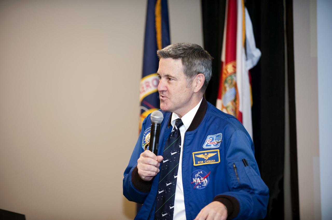 ORLANDO, Fla. – NASA Kennedy Space Center Director Bob Cabana talks to high school students taking part in the "For Inspiration and Recognition of Science and Technology," or FIRST, competition at the University of Central Florida in Orlando. FIRST, founded in 1989, is a non-profit organization that designs accessible, innovative programs to build self-confidence, knowledge and life skills while motivating young people to pursue academic opportunities. The robotics competition challenges teams of high school students and their mentors to solve a common problem in a six-week timeframe using a standard kit of parts and a common set of rules. Photo credit: NASA/Glenn Benson