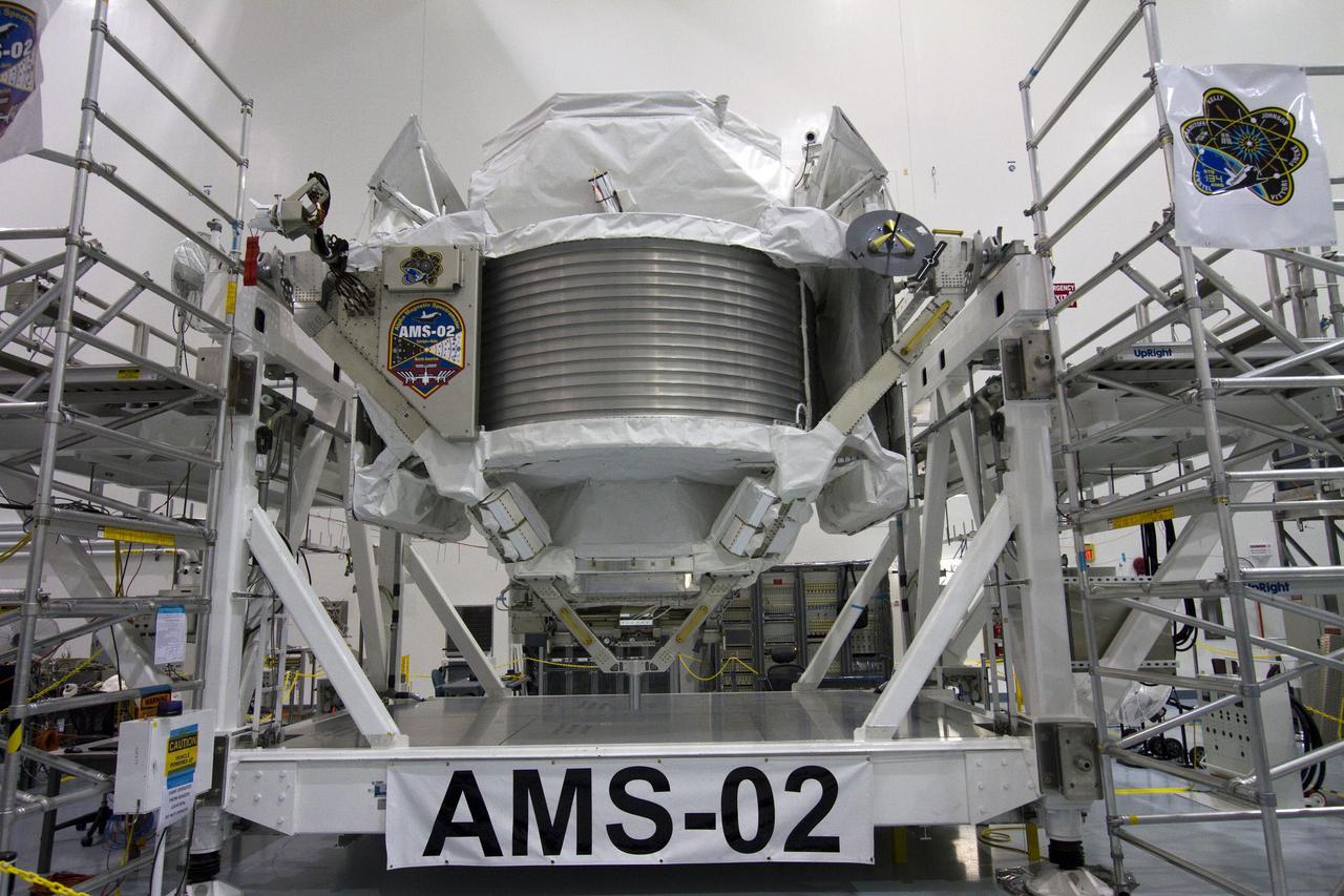 CAPE CANAVERAL, Fla. -- In the Space Station Processing Facility at NASA's Kennedy Space Center in Florida, the Alpha Magnetic Spectrometer-2 (AMS) is prepared for its move into a payload canister. The canister will protect the space-bound payload on its journey to Launch Pad 39A, where it will later be installed into space shuttle Endeavour’s payload bay. Before AMS is put into the canister, technicians will determine its weight and center of gravity.            AMS is a particle physics detector, designed to operate as an external experiment on the International Space Station. It will use the unique environment of space to study the universe and its origin by searching for dark matter. AMS-2 will fly to the station aboard Endeavour's STS-134 mission targeted to launch April 19 at 7:48 p.m. EDT. For more information visit, www.nasa.gov/mission_pages/shuttle/shuttlemissions/sts134/index.html. Photo credit: NASA/Jack Pfaller