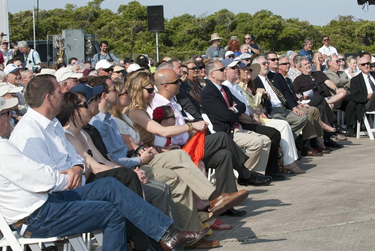 CAPE CANAVERAL, Fla. -- Invited guests attend a celebration at Complex 5/6 on Cape Canaveral Air Force Station in Florida.    The celebration was held at the launch site of the first U.S. manned spaceflight May 5, 1961, to mark the 50th anniversary of the flight.  Fifty years ago, astronaut Alan Shepard lifted off inside the Mercury capsule, "Freedom 7," atop an 82-foot-tall Mercury-Redstone rocket at 9:34 a.m. EST, sending him on a remarkably successful, 15-minute suborbital flight. The event was attended by more than 200 workers from the original Mercury program and included a re-creation of Shepard's flight and recovery, as well as a tribute to his contributions as a moonwalker on the Apollo 14 lunar mission. For more information, visit www.nasa.gov/topics/history/milestones/index.html. Photo credit: NASA/Kim Shiflett