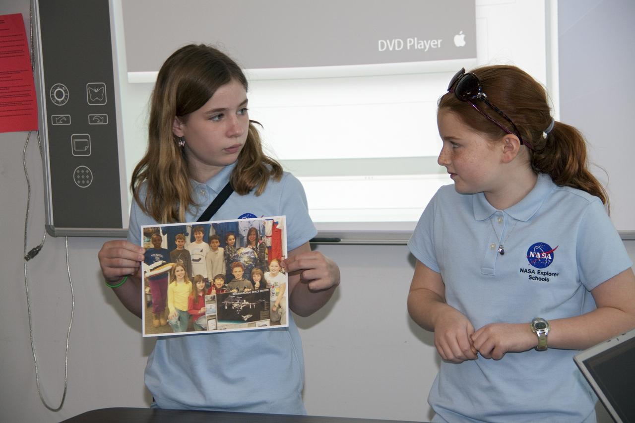 CAPE CANAVERAL, Fla. -- Students present their investigation project to their peers, scientists, engineers and education specialists during the NASA Explorer Schools Symposium at Kennedy Space Center in Florida. About 60 fourth- through 12-grade students from across the nation are at the center May 4-7 participating in tours of processing and launch facilities and the U.S. Astronaut Hall of Fame, as well as several educational activities and a career panel question-and-answer session. About 30 teachers will receive professional development opportunities during the symposium. The participants were competitively selected after they completed an original investigation focused on existing NASA missions or research interests. Photo Credit: NASA/Jack Pfaller