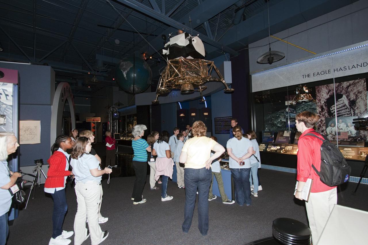 CAPE CANAVERAL, Fla. -- During the NASA Explorer Schools Symposium at Kennedy Space Center in Florida, students and teachers tour the U.S. Astronaut Hall of Fame. About 60 fourth- through 12-grade students from across the nation are at the center May 4-7 participating in tours of processing and launch facilities, as well as several educational activities and a career panel question-and-answer session. About 30 teachers will receive professional development opportunities during the symposium. The participants were competitively selected after they completed an original investigation focused on existing NASA missions or research interests. Photo Credit: NASA/Jack Pfaller