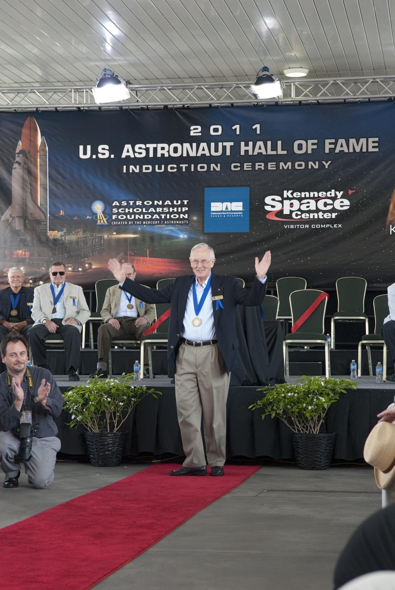 Hall of Fame astronaut Charlie Duke at his Hall of Fame induction ceremony
