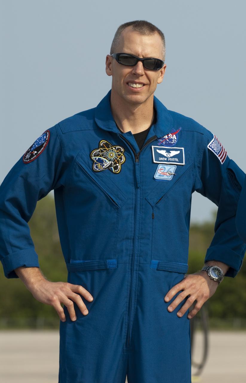 CAPE CANAVERAL, Fla. -- At the Shuttle Landing Facility at NASA's Kennedy Space Center in Florida, Mission Specialist Andrew Fuestel is photographed after his arrival. The STS-134 crew members landed at about 9 a.m. EDT for final preparations for Endeavour's liftoff to the International Space Station scheduled for Monday, May 16 at 8:56 a.m.           Endeavour and its crew will deliver the Express Logistics Carrier-3, Alpha Magnetic Spectrometer-2 (AMS), a high-pressure gas tank and additional spare parts for the Dextre robotic helper to the station. This will be the final spaceflight for Endeavour. For more information visit, www.nasa.gov/mission_pages/shuttle/shuttlemissions/sts134/index.html. Photo credit: NASA/Kim Shiflett