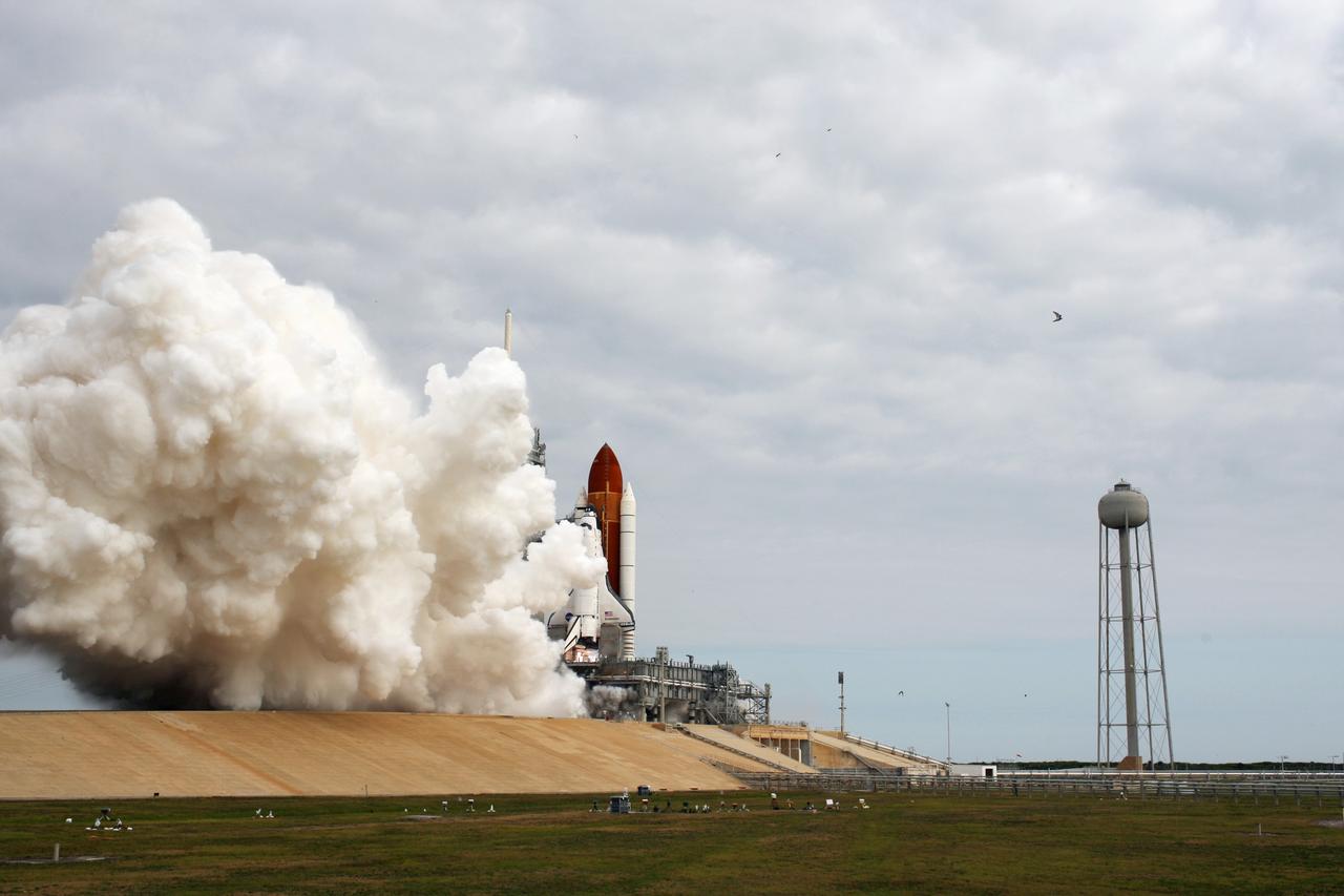 CAPE CANAVERAL, Fla. -- Kicking up a trail of smoke and steam, space shuttle Endeavour lifts off from Launch Pad 39A at NASA's Kennedy Space Center in Florida beginning its final flight, the STS-134 mission, to the International Space Station. Launch was on time at 8:56 a.m. EDT on May 16.  STS-134 and its six-member crew will deliver the Alpha Magnetic Spectrometer-2 (AMS), Express Logistics Carrier-3, a high-pressure gas tank and additional spare parts for the Dextre robotic helper to the space station. Endeavour's first launch attempt on April 29 was scrubbed because of an issue associated with a faulty power distribution box called the aft load control assembly-2 (ALCA-2). For more information visit, www.nasa.gov/mission_pages/shuttle/shuttlemissions/sts134/index.html. Photo credit: NASA