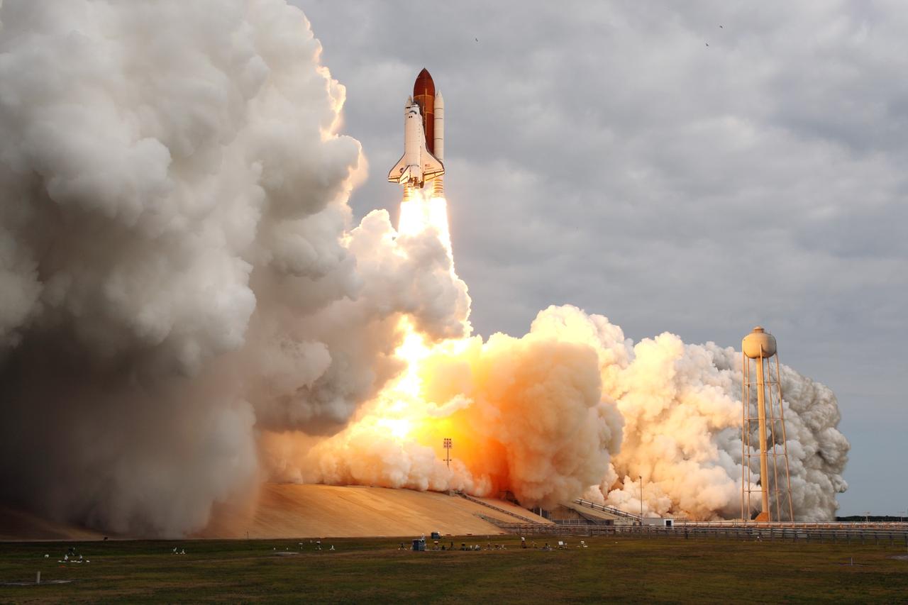 CAPE CANAVERAL, Fla. -- Rising on twin columns of fire and kicking up a trail of smoke and steam, space shuttle Endeavour lifts off from Launch Pad 39A at NASA's Kennedy Space Center in Florida beginning its final flight, the STS-134 mission, to the International Space Station. Launch was on time at 8:56 a.m. EDT on May 16.  STS-134 and its six-member crew will deliver the Alpha Magnetic Spectrometer-2 (AMS), Express Logistics Carrier-3, a high-pressure gas tank and additional spare parts for the Dextre robotic helper to the space station. Endeavour's first launch attempt on April 29 was scrubbed because of an issue associated with a faulty power distribution box called the aft load control assembly-2 (ALCA-2). For more information visit, www.nasa.gov/mission_pages/shuttle/shuttlemissions/sts134/index.html. Photo credit: NASA
