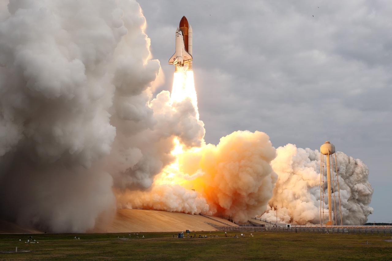 CAPE CANAVERAL, Fla. -- Rising on twin columns of fire and kicking up a trail of smoke and steam, space shuttle Endeavour lifts off from Launch Pad 39A at NASA's Kennedy Space Center in Florida beginning its final flight, the STS-134 mission, to the International Space Station. Launch was on time at 8:56 a.m. EDT on May 16.  STS-134 and its six-member crew will deliver the Alpha Magnetic Spectrometer-2 (AMS), Express Logistics Carrier-3, a high-pressure gas tank and additional spare parts for the Dextre robotic helper to the space station. Endeavour's first launch attempt on April 29 was scrubbed because of an issue associated with a faulty power distribution box called the aft load control assembly-2 (ALCA-2). For more information visit, www.nasa.gov/mission_pages/shuttle/shuttlemissions/sts134/index.html. Photo credit: NASA