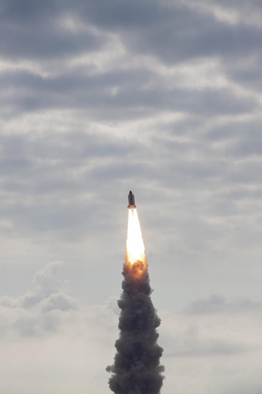 CAPE CANAVERAL, Fla. -- Rising on twin columns of fire, space shuttle Endeavour soars skyward after lifting off Launch Pad 39A at NASA's Kennedy Space Center in Florida. Endeavour began its final flight, the STS-134 mission to the International Space Station, on time at 8:56 a.m. EDT on May 16. Endeavour and its six-member crew are embarking on a mission to deliver the Alpha Magnetic Spectrometer-2 (AMS), Express Logistics Carrier-3, a high-pressure gas tank and additional spare parts for the Dextre robotic helper to the space station. Endeavour's first launch attempt on April 29 was scrubbed because of an issue associated with a faulty power distribution box called the aft load control assembly-2 (ALCA-2). For more information, visit www.nasa.gov/mission_pages/shuttle/shuttlemissions/sts134/index.html. Photo credit: NASA/Jack Pfaller