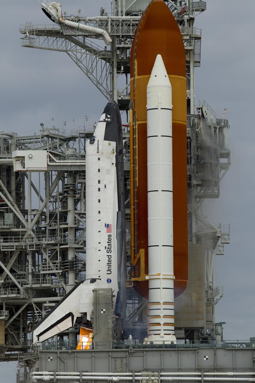 CAPE CANAVERAL, Fla. -- Space shuttle Endeavour's main engines ignite to lift the shuttle from Launch Pad 39A at NASA's Kennedy Space Center in Florida. Endeavour began its final flight, the STS-134 mission to the International Space Station, at 8:56 a.m. EDT on May 16. Endeavour and its six-member crew will deliver the Alpha Magnetic Spectrometer-2 (AMS), Express Logistics Carrier-3, a high-pressure gas tank and additional spare parts for the Dextre robotic helper to the space station. For more information visit, www.nasa.gov/mission_pages/shuttle/shuttlemissions/sts134/index.html. Photo credit: NASA/George Roberts and Mike Kerley