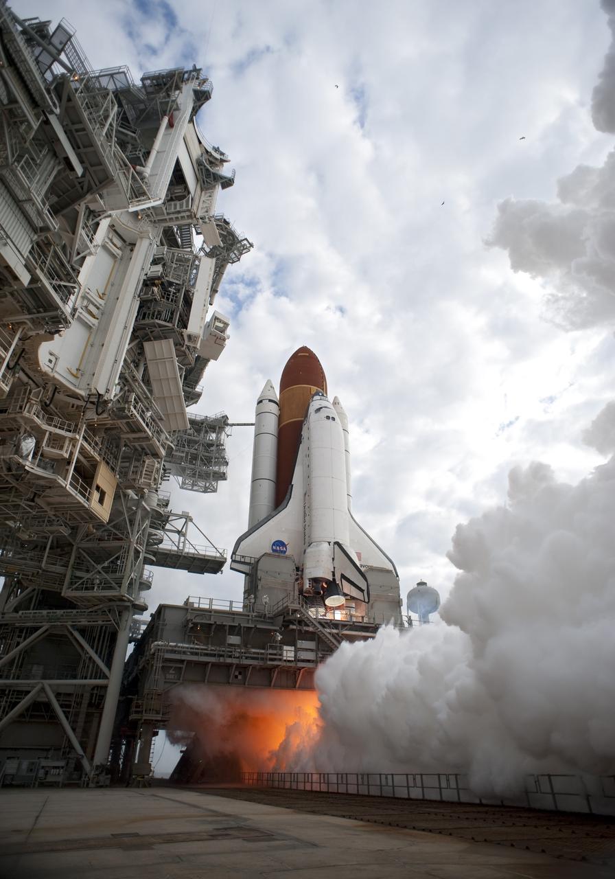 CAPE CANAVERAL, Fla. -- Space shuttle Endeavour's main engines ignite for liftoff at Launch Pad 39A at NASA's Kennedy Space Center in Florida. Endeavour began its final flight, the STS-134 mission to the International Space Station, at 8:56 a.m. EDT on May 16. Endeavour and its six-member crew will deliver the Alpha Magnetic Spectrometer-2 (AMS), Express Logistics Carrier-3, a high-pressure gas tank and additional spare parts for the Dextre robotic helper to the space station. For more information visit, www.nasa.gov/mission_pages/shuttle/shuttlemissions/sts134/index.html. Photo credit: NASA/Tony Gray and Tom Farrar