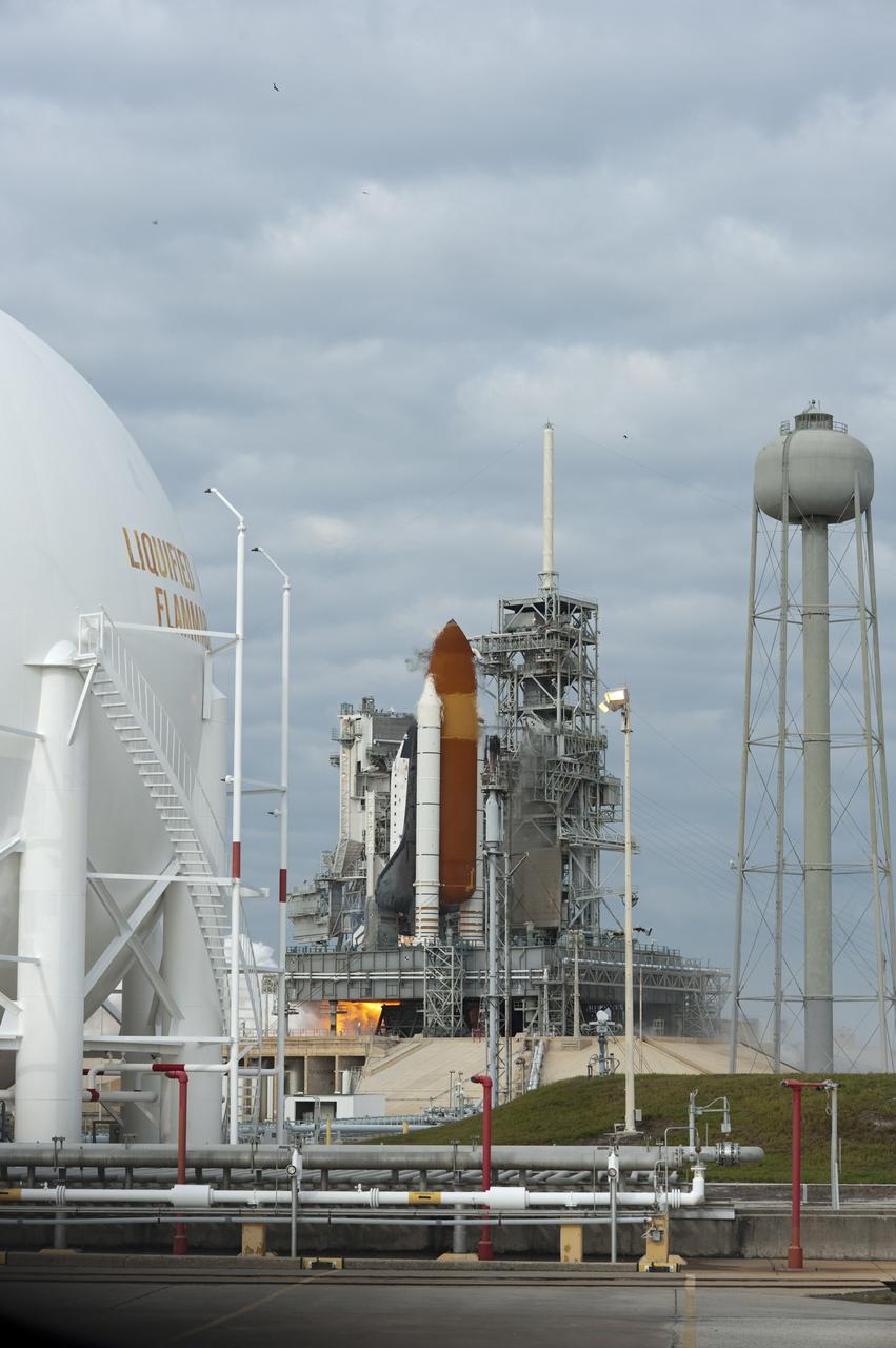 CAPE CANAVERAL, Fla. -- Space shuttle Endeavour's main engines are ignited for liftoff at Launch Pad 39A at NASA's Kennedy Space Center in Florida. Endeavour began its final flight, the STS-134 mission to the International Space Station, at 8:56 a.m. EDT on May 16. Endeavour and its six-member crew will deliver the Alpha Magnetic Spectrometer-2 (AMS), Express Logistics Carrier-3, a high-pressure gas tank and additional spare parts for the Dextre robotic helper to the space station. For more information visit, www.nasa.gov/mission_pages/shuttle/shuttlemissions/sts134/index.html. Photo credit: NASA/Tony Gray and Tom Farrar