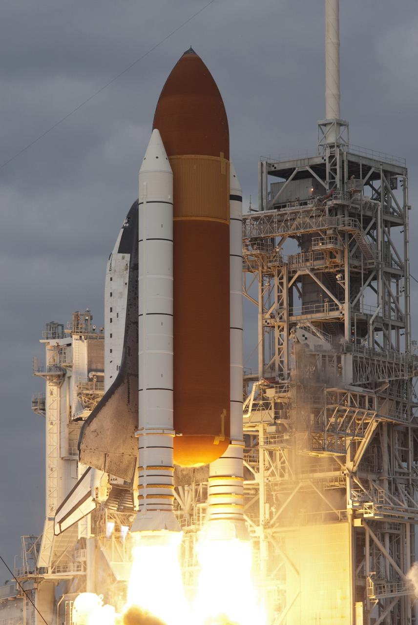 CAPE CANAVERAL, Fla. -- Space shuttle Endeavour's main engines and solid rocket boosters burst to life lifting the shuttle from Launch Pad 39A at NASA's Kennedy Space Center in Florida. Endeavour began its final flight, the STS-134 mission to the International Space Station, at 8:56 a.m. EDT on May 16. Endeavour and its six-member crew will deliver the Alpha Magnetic Spectrometer-2 (AMS), Express Logistics Carrier-3, a high-pressure gas tank and additional spare parts for the Dextre robotic helper to the space station. For more information visit, www.nasa.gov/mission_pages/shuttle/shuttlemissions/sts134/index.html. Photo credit: NASA/Rusty Backer and Mike Gayle