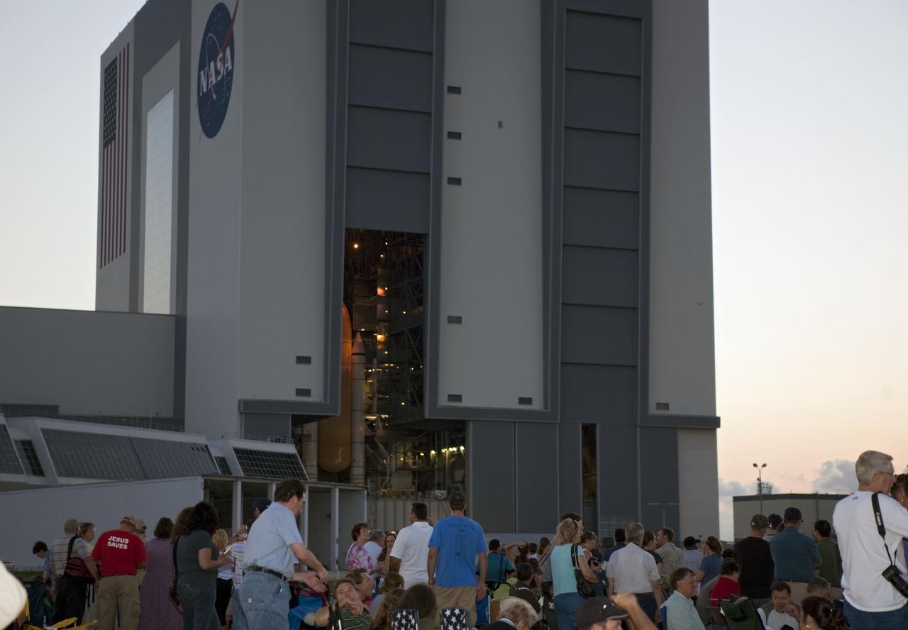 CAPE CANAVERAL, Fla. -- Thousands of spectators gather to watch space shuttle Atlantis' historic final journey from the Vehicle Assembly Building to Launch Pad 39A at NASA's Kennedy Space Center in Florida. First motion was at 8:42 p.m. EDT. It will take the crawler-transporter about six hours to carry the shuttle, attached to its external fuel tank and solid rocket boosters, to the seaside launch pad. The milestone move paves the way for the launch of the STS-135 mission to the International Space Station, targeted for July 8.        STS-135 will be the 33rd flight of Atlantis, the 37th shuttle mission to the space station, and the 135th and final mission of NASA's Space Shuttle Program. For more information visit, www.nasa.gov/mission_pages/shuttle/shuttlemissions/sts135/index.html. Photo credit: NASA/Gianni Woods