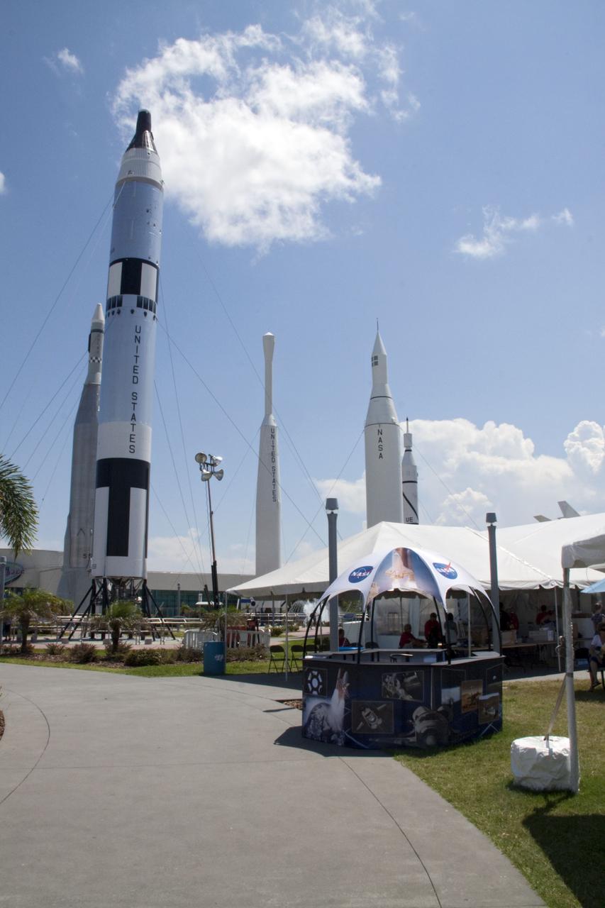 CAPE CANAVERAL, Fla. -- University students wait their turn to compete in NASA's second annual Lunabotics Mining Competition at the Kennedy Space Center Visitor Complex in Florida taking place near the complex's Rocket Garden. Thirty-six teams of undergraduate and graduate students from the United States, Bangladesh, Canada, Colombia and India will participate in NASA's Lunabotics Mining Competition May 26 - 28 at the agency's Kennedy Space Center in Florida. The competition is designed to engage and retain students in science, technology, engineering and mathematics (STEM). Teams will maneuver their remote controlled or autonomous excavators, called lunabots, in about 60 tons of ultra-fine simulated lunar soil, called BP-1. The competition is an Exploration Systems Mission Directorate project managed by Kennedy's Education Division. The event also provides a competitive environment that could result in innovative ideas and solutions for NASA's future excavation of the moon. Photo credit: NASA/Jack Pfaller