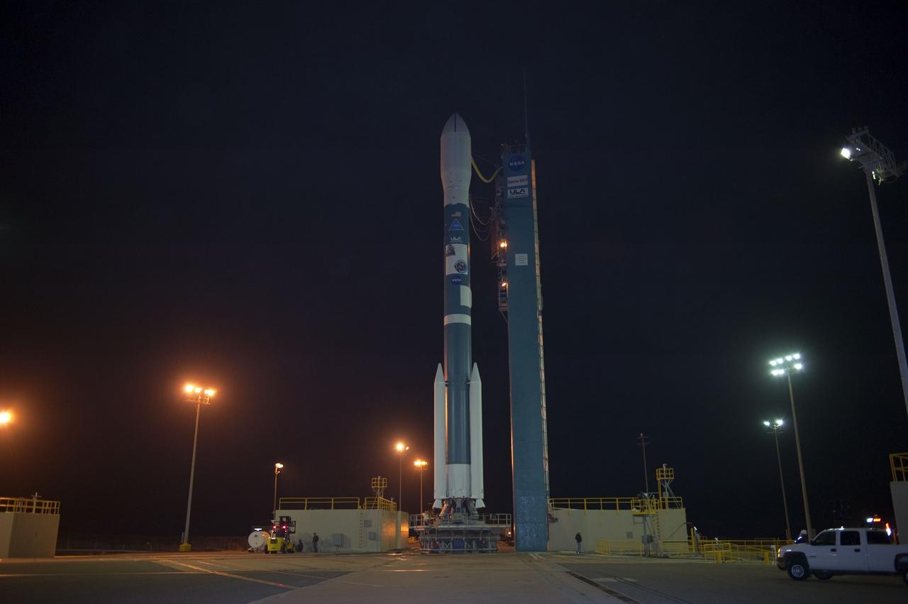 VANDENBERG AIR FORCE BASE, Calif. -- At NASA's Launch Complex-2 at Vandenberg Air Force Base in California the United Launch Alliance Delta II rocket with the Aquarius/SAC-D spacecraft atop is prepared for launch.        Liftoff is slated for 7:20 PDT/10:20 EDT today. Aquarius, the NASA-built instrument on the SAC-D spacecraft will provide new insights into how variations in ocean surface salinity relate to fundamental climate processes on its three-year mission. For more information visit: www.nasa.gov/aquarius. Photo credit: NASA/VAFB