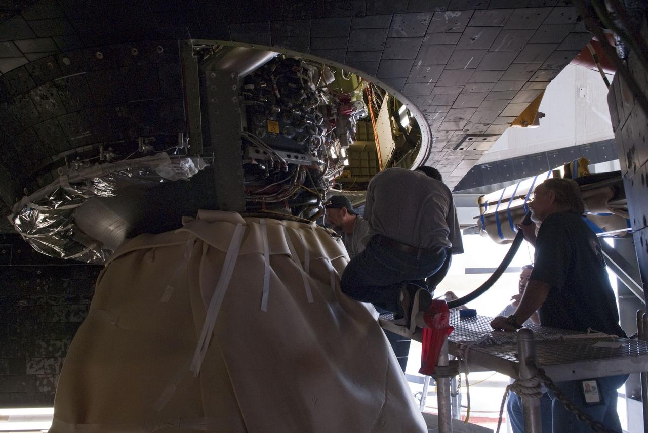 CAPE CANAVERAL, Fla. -- During a tanking test on June 15 at Launch Pad 39A at NASA's Kennedy Space Center in Florida, there was an apparent liquid hydrogen leak in the main fuel valve in Atlantis' space shuttle main engine No. 3. Technicians now are replacing the suspect valve and a leak check of the valve and associated systems will be conducted. The work is expected to take about a week, which still would support Atlantis' targeted July 8 launch date. STS-135 Commander Chris Ferguson, Pilot Doug Hurley and Mission Specialists Sandy Magnus and Rex Walheim are targeted to lift off on space shuttle Atlantis July 8, taking with them the MPLM packed with supplies, logistics and spare parts to the International Space Station. The STS-135 mission also will fly a system to investigate the potential for robotically refueling existing satellites and return a failed ammonia pump module to help NASA better understand the failure mechanism and improve pump designs for future systems. STS-135 will be the 33rd flight of Atlantis, the 37th shuttle mission to the space station, and the 135th and final mission of NASA's Space Shuttle Program. For more information visit, www.nasa.gov/mission_pages/shuttle/shuttlemissions/sts135/index.html. Photo credit: NASA/Jim Grossmann