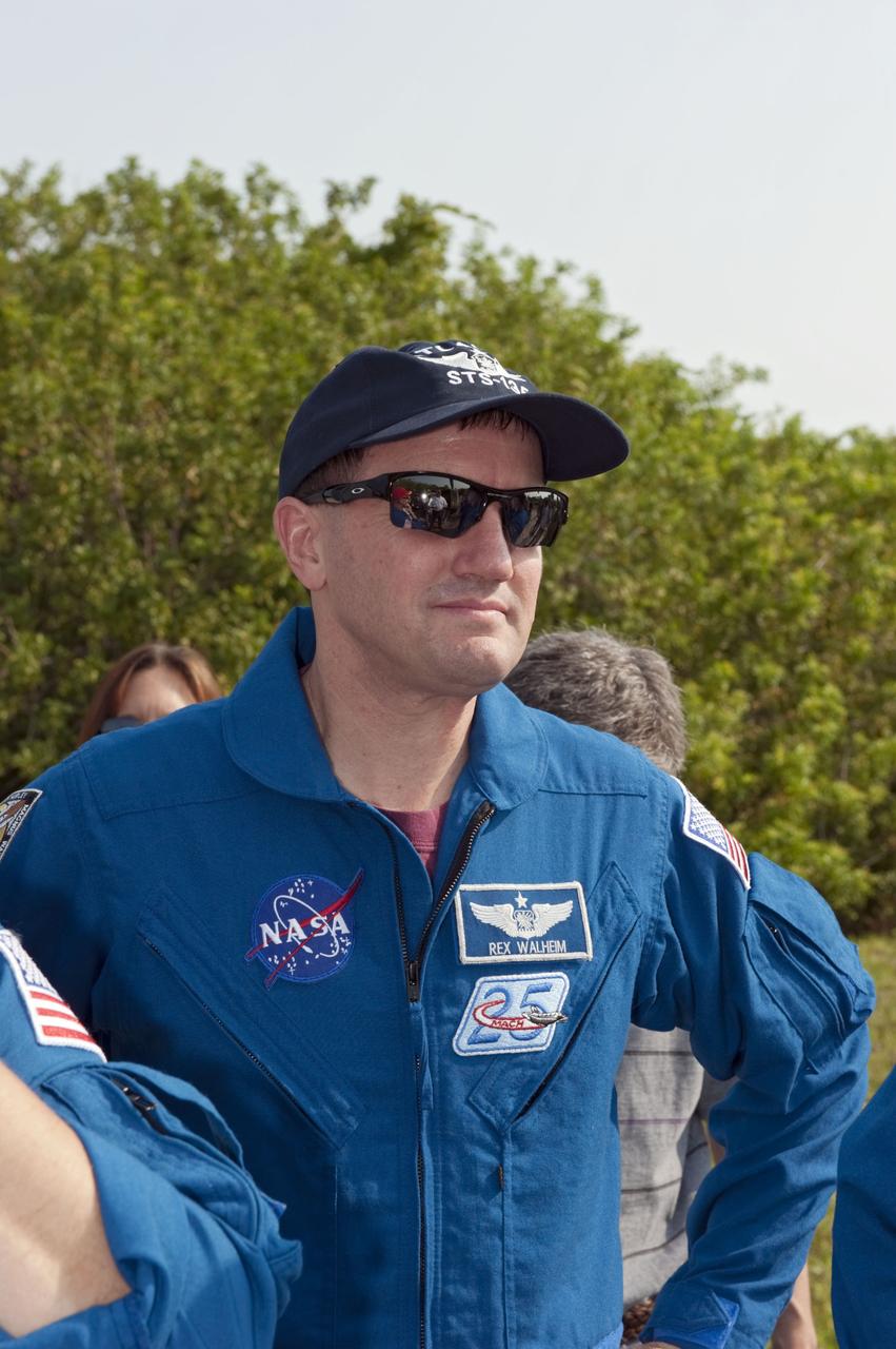 CAPE CANAVERAL, Fla. -- Mission Specialist Rex Walheim pauses for a photo during M113 armored personnel carrier training at NASA's Kennedy Space Center in Florida. An M113 is kept at the foot of the launch pad in case an emergency exit from the launch pad is needed and every shuttle crew is trained on driving the vehicle before launch. The STS-135 crew is at Kennedy to participate in a launch countdown dress rehearsal called the Terminal Countdown Demonstration Test (TCDT) and related training. Atlantis and its crew are targeted to lift off July 8, taking with them the Raffaello multi-purpose logistics module packed with supplies and spare parts to the International Space Station. The STS-135 mission also will fly a system to investigate the potential for robotically refueling existing satellites and return a failed ammonia pump module to help NASA better understand the failure mechanism and improve pump designs for future systems. STS-135 will be the 33rd flight of Atlantis, the 37th shuttle mission to the space station, and the 135th and final mission of NASA's Space Shuttle Program. For more information visit, www.nasa.gov/mission_pages/shuttle/shuttlemissions/sts135/index.html. Photo credit: NASA/Kim Shiflett