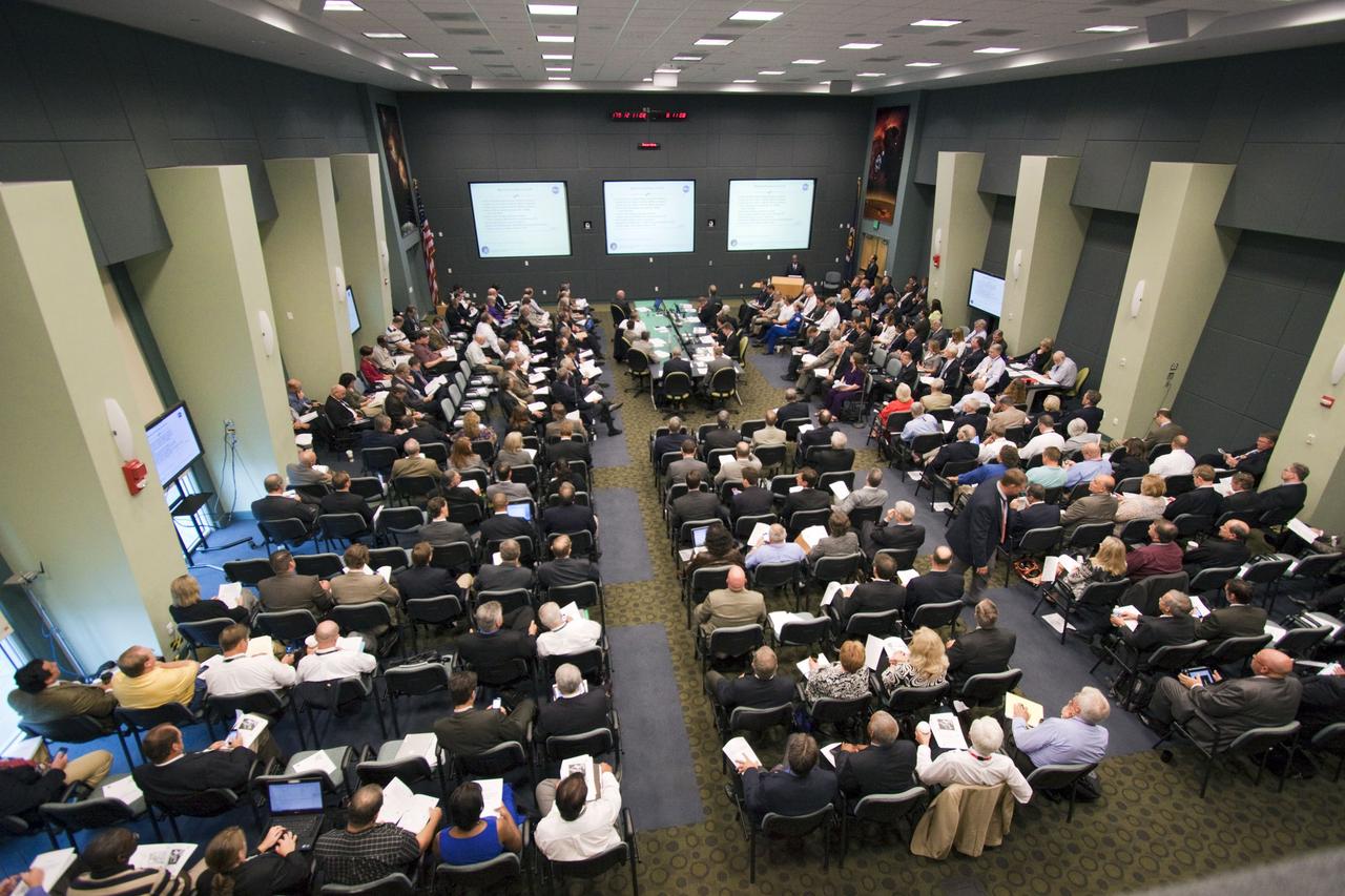 CAPE CANAVERAL, Fla. -- In the Operations Support Building II at NASA's Kennedy Space Center in Florida, Space Shuttle Program and mission managers meet for the traditional Flight Readiness Review, a thorough assessment of preparations for the mission. The June 28 meeting is designed to produce a number of key decisions about Atlantis' STS-135 mission, including the announcement of an official launch date. Atlantis and its crew are targeted to lift off July 8, taking with them the Raffaello multi-purpose logistics module packed with supplies and spare parts to the International Space Station. The STS-135 mission also will fly a system to investigate the potential for robotically refueling existing satellites and return a failed ammonia pump module to help NASA better understand the failure mechanism and improve pump designs for future systems. STS-135 will be the 33rd flight of Atlantis, the 37th shuttle mission to the space station, and the 135th and final mission of NASA's Space Shuttle Program. For more information visit, www.nasa.gov/mission_pages/shuttle/shuttlemissions/sts135/index.html. Photo credit: Jim Grossmann