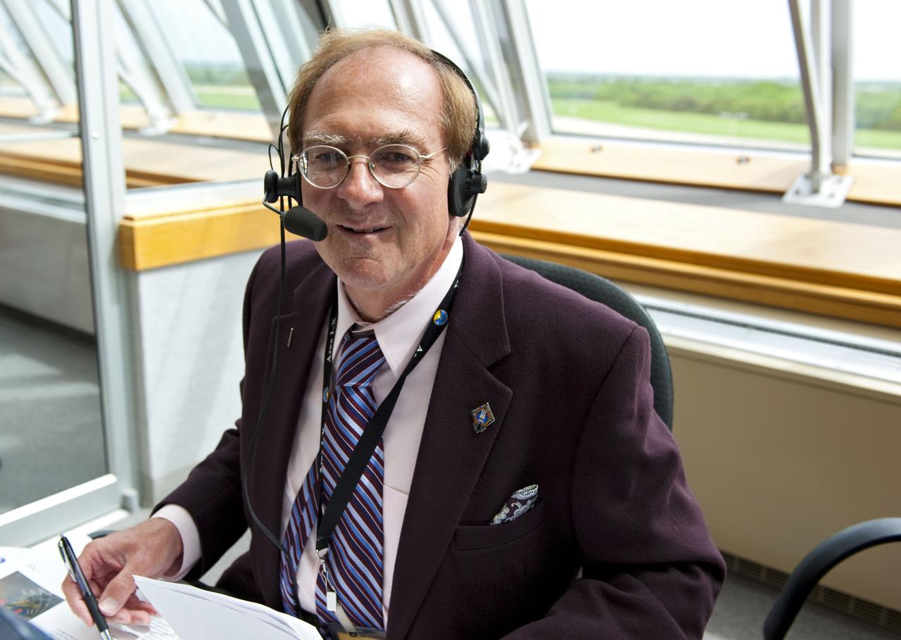 CAPE CANAVERAL, Fla. -- In Firing Room 4 of the Launch Control Center at NASA's Kennedy Space Center in Florida, NASA Commentator and Public Affairs Officer George Diller provides live launch coverage of space shuttle Atlantis' STS-135 mission to the International Space Station for NASA TV.      Atlantis with its crew of four; Commander Chris Ferguson, Pilot Doug Hurley, Mission Specialists Sandy Magnus and Rex Walheim, lifted off at 11:29 a.m. EDT on July 8, 2011 to deliver the Raffaello multi-purpose logistics module packed with supplies and spare parts for the station. Atlantis also will fly the Robotic Refueling Mission experiment that will investigate the potential for robotically refueling existing satellites in orbit. In addition, Atlantis will return with a failed ammonia pump module to help NASA better understand the failure mechanism and improve pump designs for future systems. STS-135 will be the 33rd flight of Atlantis, the 37th shuttle mission to the space station, and the 135th and final mission of NASA's Space Shuttle Program. For more information, visit www.nasa.gov/mission_pages/shuttle/shuttlemissions/sts135/index.html. Photo credit: NASA/Kim Shiflett