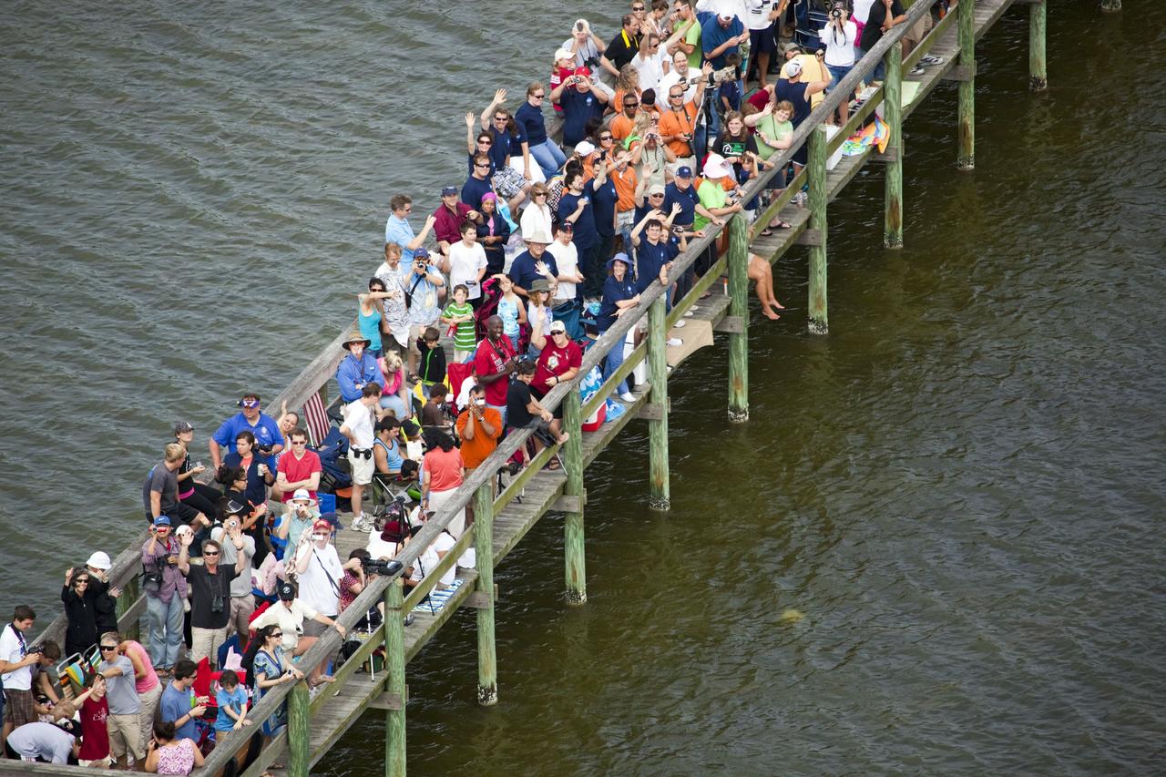 CAPE CANAVERAL, Fla. -- After 30 years and 135 missions, residents and visitors to Florida's Space Coast flock to viewing sites on the waters of Brevard County to see the rocket's red glare of NASA's Space Shuttle Program soar for the last time. Space shuttle Atlantis is scheduled to liftoff at 11:26 a.m. EDT from Launch Pad 39A at NASA's Kennedy Space Center in Florida. On board will be four experienced astronauts -- STS-135 Commander Chris Ferguson, Pilot Doug Hurley, and Mission Specialists Sandy Magnus and Rex Walheim.    STS-135 will deliver the Raffaello multi-purpose logistics module packed with supplies and spare parts for the International Space Station. Atlantis also will fly the Robotic Refueling Mission experiment that will investigate the potential for robotically refueling existing satellites in orbit. In addition, Atlantis will return with a failed ammonia pump module to help NASA better understand the failure mechanism and improve pump designs for future systems. STS-135 will be the 33rd flight of Atlantis, the 37th shuttle mission to the space station, and the 135th and final mission of NASA's Space Shuttle Program. For more information visit, www.nasa.gov/mission_pages/shuttle/shuttlemissions/sts135/index.html. Photo credit: NASA/Frank Michaux