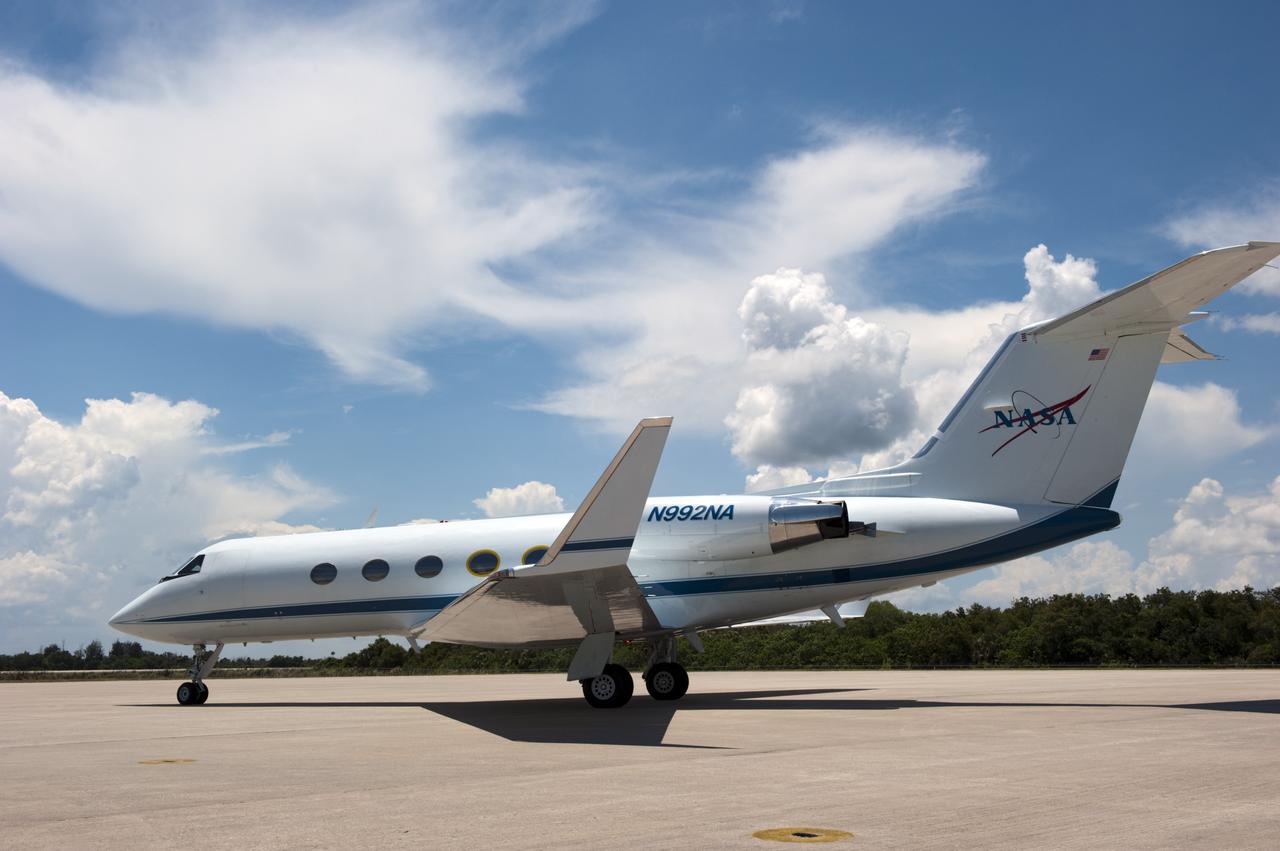 CAPE CANAVERAL, Fla. -- At NASA Kennedy Space Center's Shuttle Landing Facility, a Gulfstream III jet is preparing to take off with space shuttle Atlantis' four STS-135 astronauts and their families for the return trip home to NASA's Johnson Space Center in Houston.    Space shuttle Atlantis and its crew touched down on Kennedy's Shuttle Landing Facility runway 5:57 a.m., July 21, 2011, bringing a close to 30 years of space shuttle missions. Securing the space shuttle fleet's place in history, Atlantis marked the 26th nighttime landing of the Space Shuttle Program and the 78th landing at Kennedy. Atlantis and its crew delivered to the International Space Station the Raffaello multi-purpose logistics module packed with more than 9,400 pounds of spare parts, equipment and supplies that will sustain station operations for the next year. STS-135 was the 33rd and final flight for Atlantis and the final mission of the Space Shuttle Program. For more information, visit www.nasa.gov/mission_pages/shuttle/shuttlemissions/sts135/index.html. Photo credit: NASA/Kim Shiflett