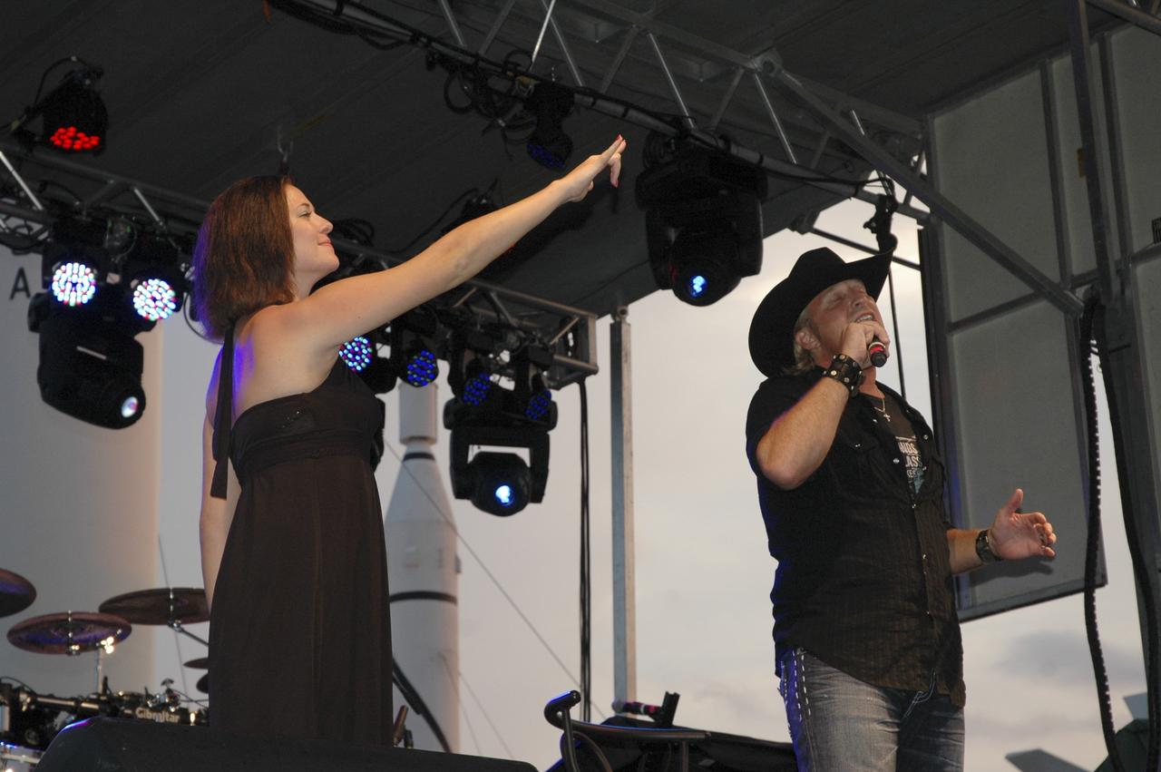CAPE CANAVERAL, Fla. -- Recording artist Ansel Brown performs on the main stage during NASA Kennedy Space Center’s “We Made History! Shuttle Program Celebration,” Aug. 13, at the Kennedy Space Center Visitor Complex, Fla. The event was held to honor current and former shuttle workers’ dedication to NASA’s Space Shuttle Program and to celebrate 30 years of space shuttle achievements. The event featured food, music, entertainment, astronaut appearances, educational activities, giveaways, and Starfire Night Skyshow. Photo credit: Gianni Woods