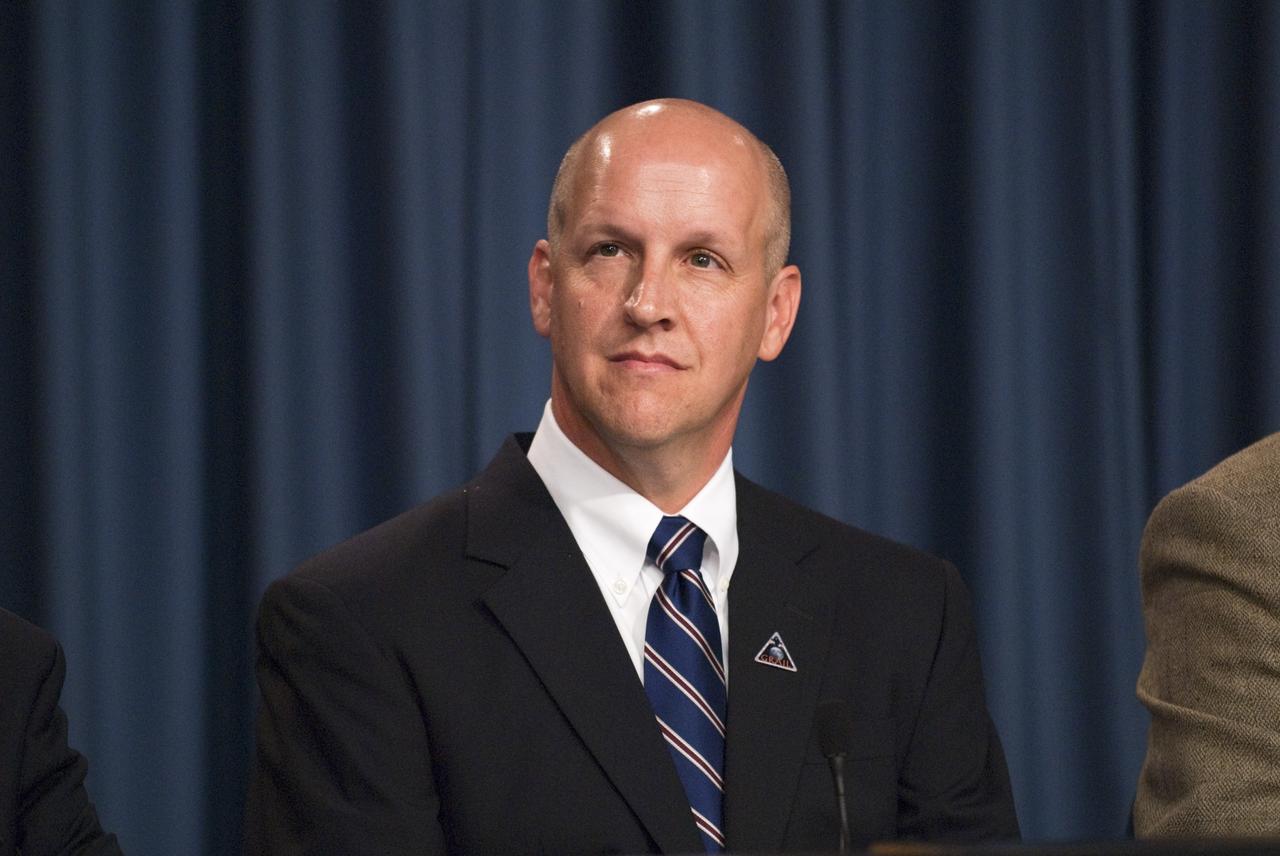 CAPE CANAVERAL, Fla. – Tim Dunn, NASA launch director for the agency’s Launch Services Program, participates in the Gravity Recovery and Interior Laboratory (GRAIL) prelaunch news conference in the NASA Press Site auditorium at NASA's Kennedy Space Center in Florida. GRAIL is scheduled to launch Sept. 8 aboard a United Launch Alliance Delta II Heavy rocket from Cape Canaveral Air Force Station in Florida.    GRAIL will fly twin spacecraft in tandem around the moon to precisely measure and map variations in the moon's gravitational field. The mission will provide the most accurate global gravity field to date for any planet, including Earth. This detailed information will reveal differences in the density of the moon's crust and mantle and will help answer fundamental questions about the moon's internal structure, thermal evolution, and history of collisions with asteroids. The aim is to map the moon's gravity field so completely that future moon vehicles can safely navigate anywhere on the moon’s surface. For more information, visit http://www.nasa.gov/grail. Photo credit: NASA/Kim Shiflett