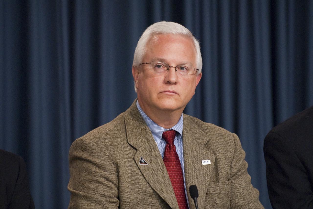 CAPE CANAVERAL, Fla. – Vernon Thorp, program manager, NASA Missions, United Launch Alliance, participates in the Gravity Recovery and Interior Laboratory (GRAIL) prelaunch news conference in the NASA Press Site auditorium at NASA's Kennedy Space Center in Florida. GRAIL is scheduled to launch Sept. 8 aboard a United Launch Alliance Delta II Heavy rocket from Cape Canaveral Air Force Station in Florida.    GRAIL will fly twin spacecraft in tandem around the moon to precisely measure and map variations in the moon's gravitational field. The mission will provide the most accurate global gravity field to date for any planet, including Earth. This detailed information will reveal differences in the density of the moon's crust and mantle and will help answer fundamental questions about the moon's internal structure, thermal evolution, and history of collisions with asteroids. The aim is to map the moon's gravity field so completely that future moon vehicles can safely navigate anywhere on the moon’s surface. For more information, visit http://www.nasa.gov/grail. Photo credit: NASA/Kim Shiflett