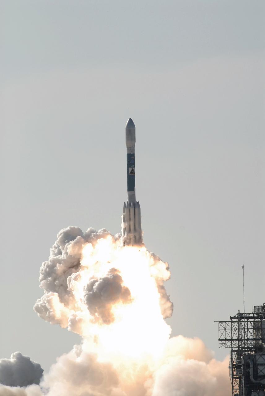 CAPE CANAVERAL, Fla. – Rising from fire and smoke, the United Launch Alliance Delta II Heavy rocket lifted off at 9:08 a.m. EDT Sept. 10 from Space Launch Complex 17B on Cape Canaveral Air Force Station in Florida carrying NASA’s twin Gravity Recovery and Interior Laboratory (GRAIL) mission to the moon.    GRAIL will fly twin spacecraft in tandem around the moon to precisely measure and map variations in the moon's gravitational field. The mission will provide the most accurate global gravity field to date for any planet, including Earth. This detailed information will reveal differences in the density of the moon's crust and mantle and will help answer fundamental questions about the moon's internal structure, thermal evolution, and history of collisions with asteroids. The aim is to map the moon's gravity field so completely that future moon vehicles can safely navigate anywhere on the moon’s surface. For more information, visit http://www.nasa.gov/grail. Photo credit: NASA/Kim Shiflett
