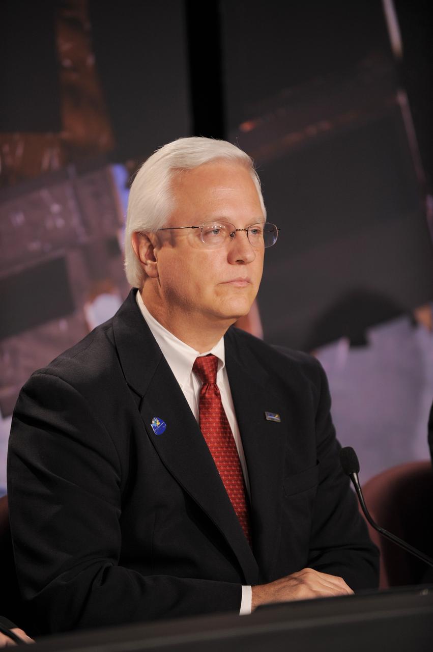 VANDENBERG AIR FORCE BASE, Calif. -- Vernon Thorp, program manager, NASA missions, United Launch Alliance, Cape Canaveral, Fla., participates in the prelaunch news conference at Vandenberg Air Force Base, Calif., for NASA’s National Polar-orbiting Operational Environmental Satellite System Preparatory Project (NPP) spacecraft.    NPP represents a critical first step in building the next-generation of Earth-observing satellites. NPP will carry the first of the new sensors developed for this satellite fleet, now known as the Joint Polar Satellite System (JPSS), to be launched in 2016. NPP is the bridge between NASA's Earth Observing System (EOS) satellites and the forthcoming series of JPSS satellites. The mission will test key technologies and instruments for the JPSS missions. NPP is targeted to launch Oct. 28 from Space Launch Complex-2 aboard a United Launch Alliance Delta II rocket. For more information, visit http://www.nasa.gov/NPP.     Photo credit: NASA/VAFB