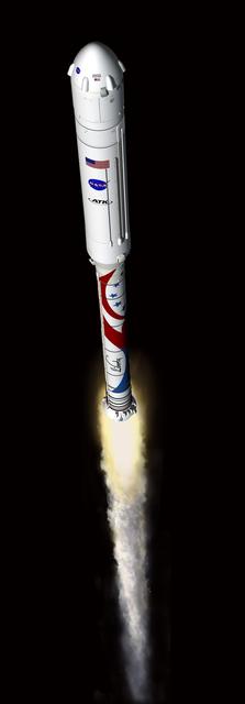 CAPE CANAVERAL, Fla. -- This is an artist's conception of the Liberty Launch Vehicle under development by Alliant Techsystems Inc. (ATK) of Promontory, Utah, for NASA's Commercial Crew Program (CCP). In 2011, NASA and ATK entered into an unfunded Space Act Agreement during Commercial Crew Development Round 2 (CCDev2) activities to mature the design and development of a crew transportation system with the overall goal of accelerating a United States-led capability to the International Space Station. The goal of CCP is to drive down the cost of space travel as well as open up space to more people than ever before by balancing industry’s own innovative capabilities with NASA's 50 years of human spaceflight experience. Six other aerospace companies also are maturing launch vehicle and spacecraft designs under CCDev2, including Blue Origin, The Boeing Co., Excalibur Almaz Inc., Sierra Nevada Corp., Space Exploration Technologies (SpaceX), and United Launch Alliance (ULA). For more information, visit www.nasa.gov/commercialcrew. Image credit: Alliant Techsystems Inc.