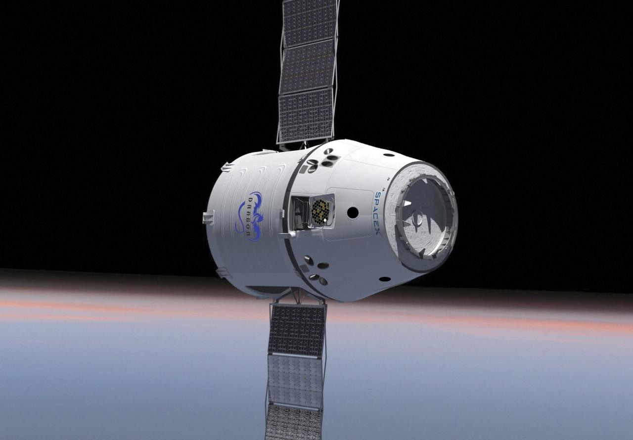 CAPE CANAVERAL, Fla. -- This is an artist's conception of the Dragon capsule under development by Space Exploration Technologies (SpaceX) of Hawthorne, Calif., for NASA's Commercial Crew Program (CCP). In 2011, NASA selected SpaceX during Commercial Crew Development Round 2 (CCDev2) activities to mature the design and development of a crew transportation system with the overall goal of accelerating a United States-led capability to the International Space Station. The goal of CCP is to drive down the cost of space travel as well as open up space to more people than ever before by balancing industry’s own innovative capabilities with NASA's 50 years of human spaceflight experience. Six other aerospace companies also are maturing launch vehicle and spacecraft designs under CCDev2, including Alliant Techsystems Inc. (ATK), The Boeing Co., Excalibur Almaz Inc., Blue Origin, Sierra Nevada, and United Launch Alliance (ULA). For more information, visit www.nasa.gov/commercialcrew. Image credit: Space Exploration Technologies
