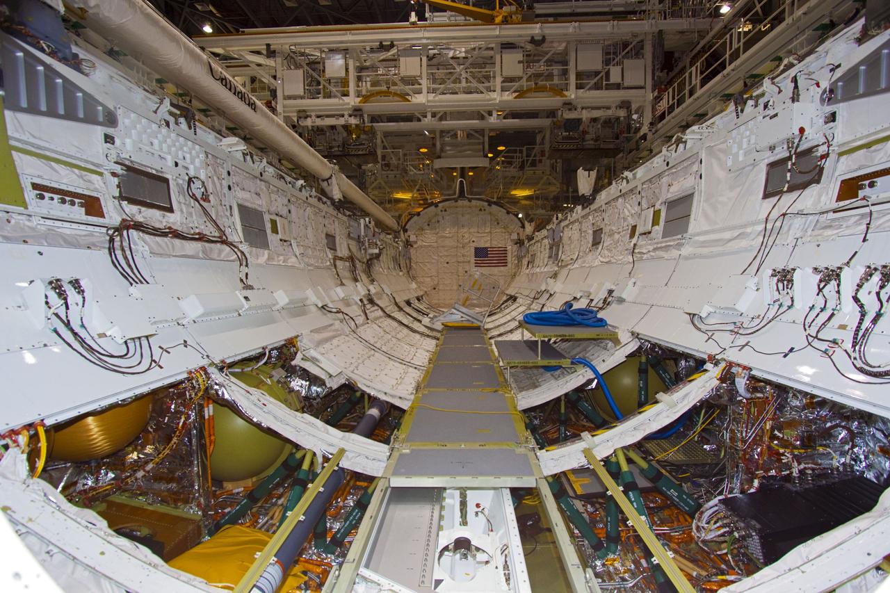 CAPE CANAVERAL, Fla. – In Orbiter Processing Facility-2 at NASA's Kennedy Space Center in Florida, preparations are under way to power down Atlantis for the final time during Space Shuttle Program transition and retirement activities. Atlantis is being prepared for public display in 2013 at the Kennedy Space Center Visitor Complex.  For more information, visit http://www.nasa.gov/shuttle.  Photo credit: NASA/Jim Grossmann