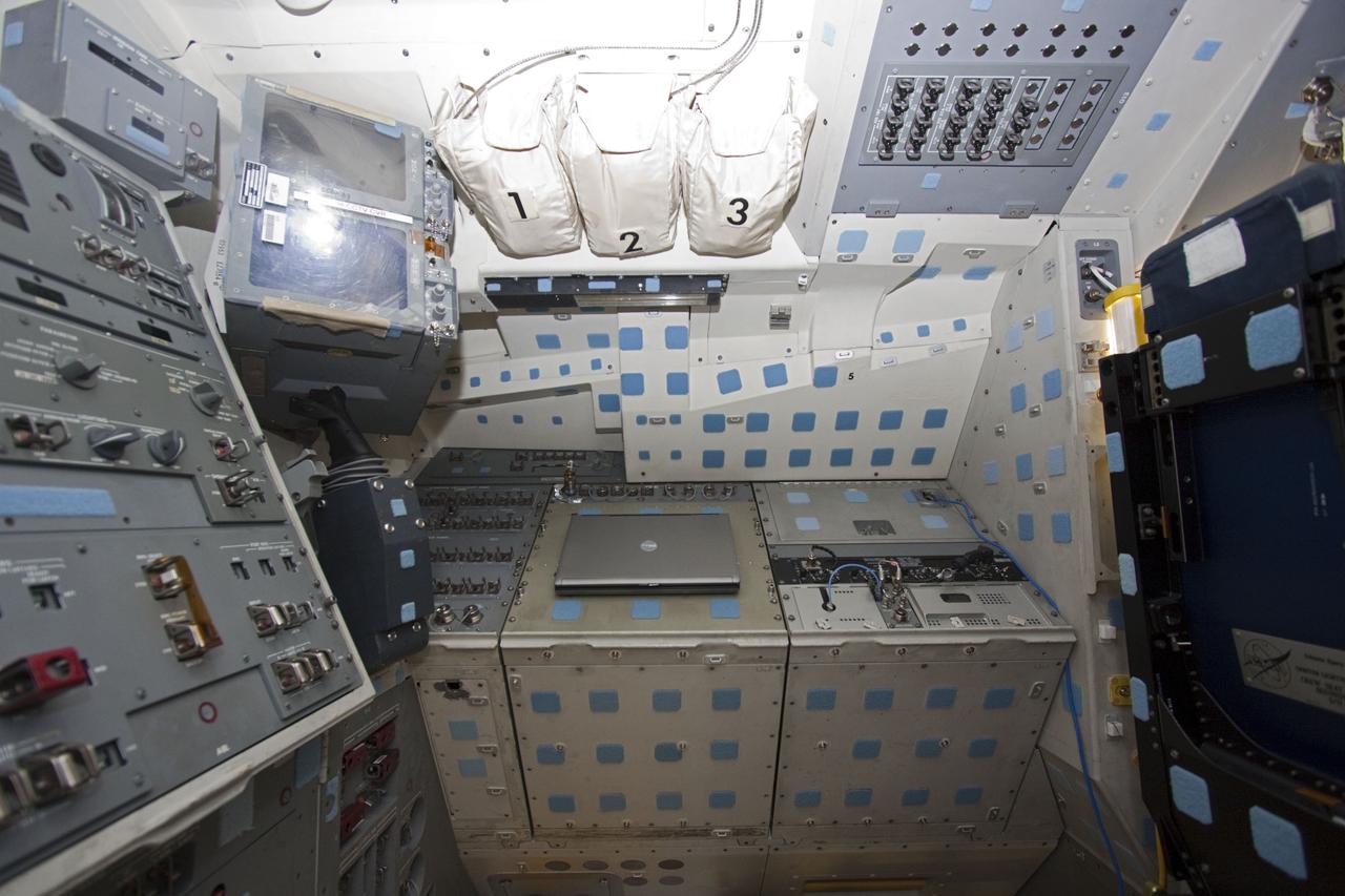 CAPE CANAVERAL, Fla. – In Orbiter Processing Facility-2 at NASA's Kennedy Space Center in Florida, the camera captures a section of space shuttle Atlantis' flight deck. Preparations are under way for the shuttle's final power down during Space Shuttle Program transition and retirement activities. Atlantis is being prepared for public display in 2013 at the Kennedy Space Center Visitor Complex.  For more information, visit http://www.nasa.gov/shuttle.  Photo credit: NASA/Jim Grossmann