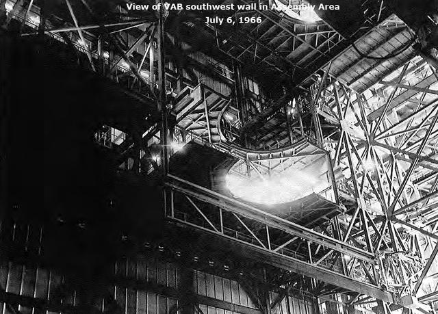 View of VAB southwest wall in Assembly Area, July 6, 1966