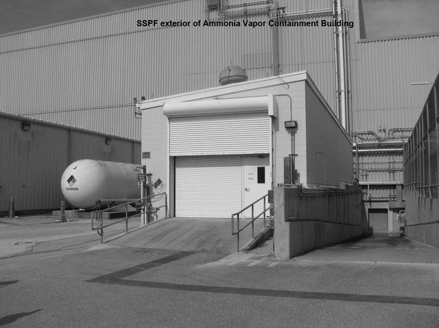 Exterior view of the Ammonia Vapor Containment Building