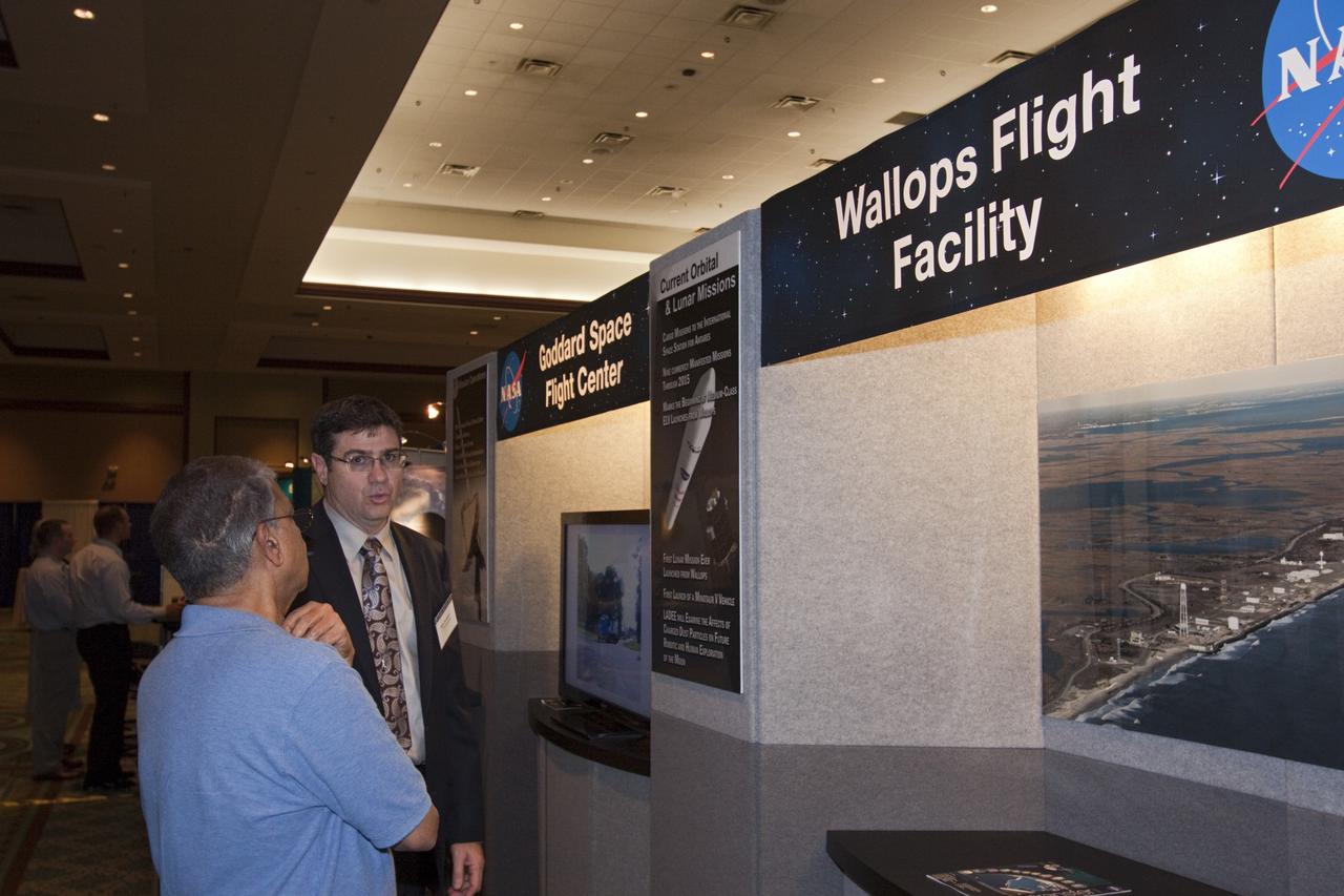ORLANDO, Fla. -- Representatives from NASA’s Wallops Flight Facility, located in Virginia, provide information on their center’s programs and projects to participants in NASA’s Project Management Challenge 2012. PM Challenge 2012 was held at the Caribe Royale Hotel and Convention Center in Orlando, Fla., on February 22-23, to provide a forum for all stakeholders in the project management community to meet and share stories, lessons learned and new uses of technology in the industry. The PM Challenge is sponsored by NASA's Office of the Chief Engineer. For additional information, visit http://www.nasa.gov/offices/oce/pmchallenge/index.html. Photo credit: NASA/Jim Grossmann