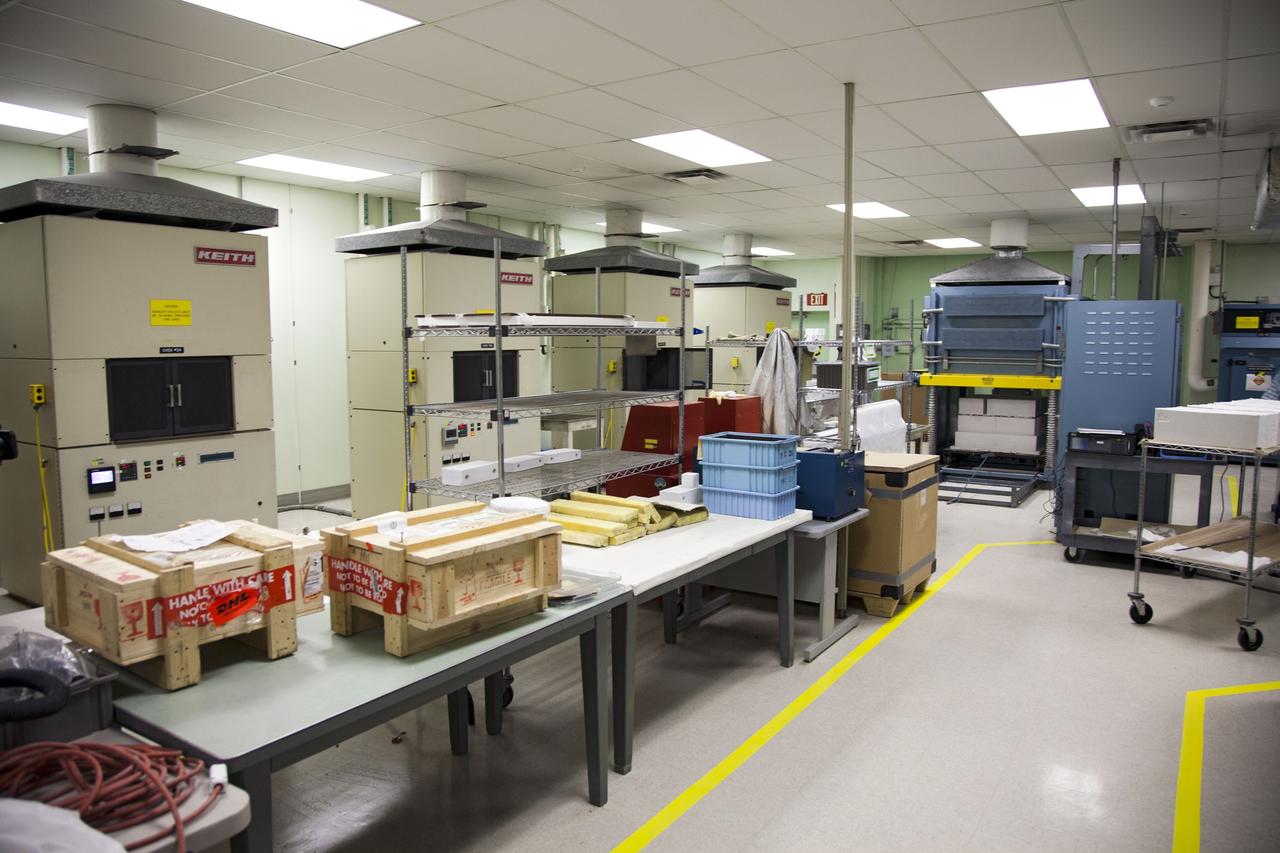 CAPE CANAVERAL, Fla. -- The heat shield tiles that will be installed to the backshell of the Orion Multi-Purpose Crew Vehicle's Exploration Flight Test EFT-1 capsule are being manufactured and inspected in NASA Kennedy Space Center's Thermal Protection System Facility. EFT-1 will be used during Orion's first test flight in space. For more information, visit www.nasa.gov/orion. Photo credit: Frankie Martin