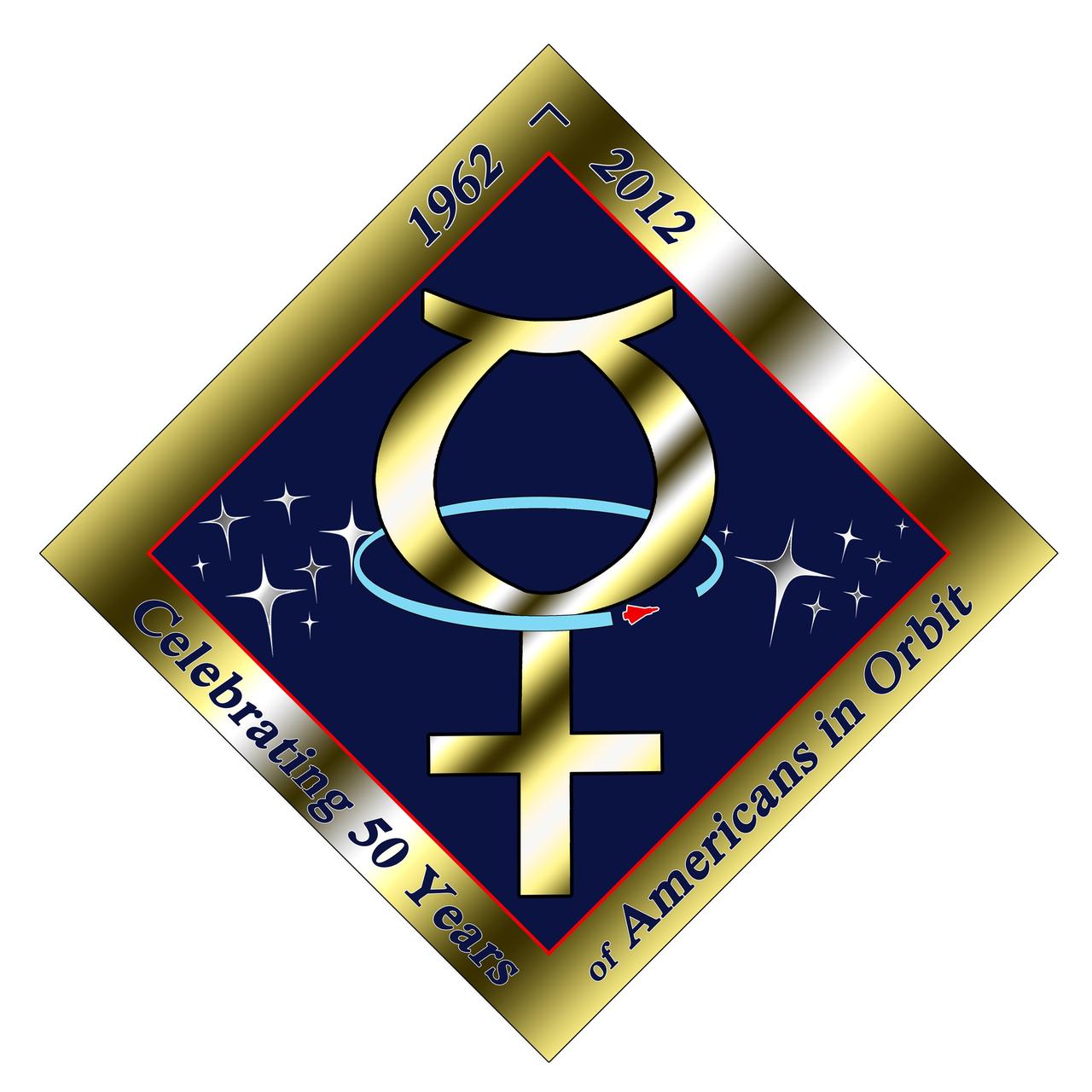 CAPE CANAVERAL, Fla. -- Kennedy Space Center Visitor Complex logo "Celebrating 50 Years of Americans in Orbit - 1962-2012," designed by Kurtis Korwan.  Credit: Delaware North Companies Parks and Resort