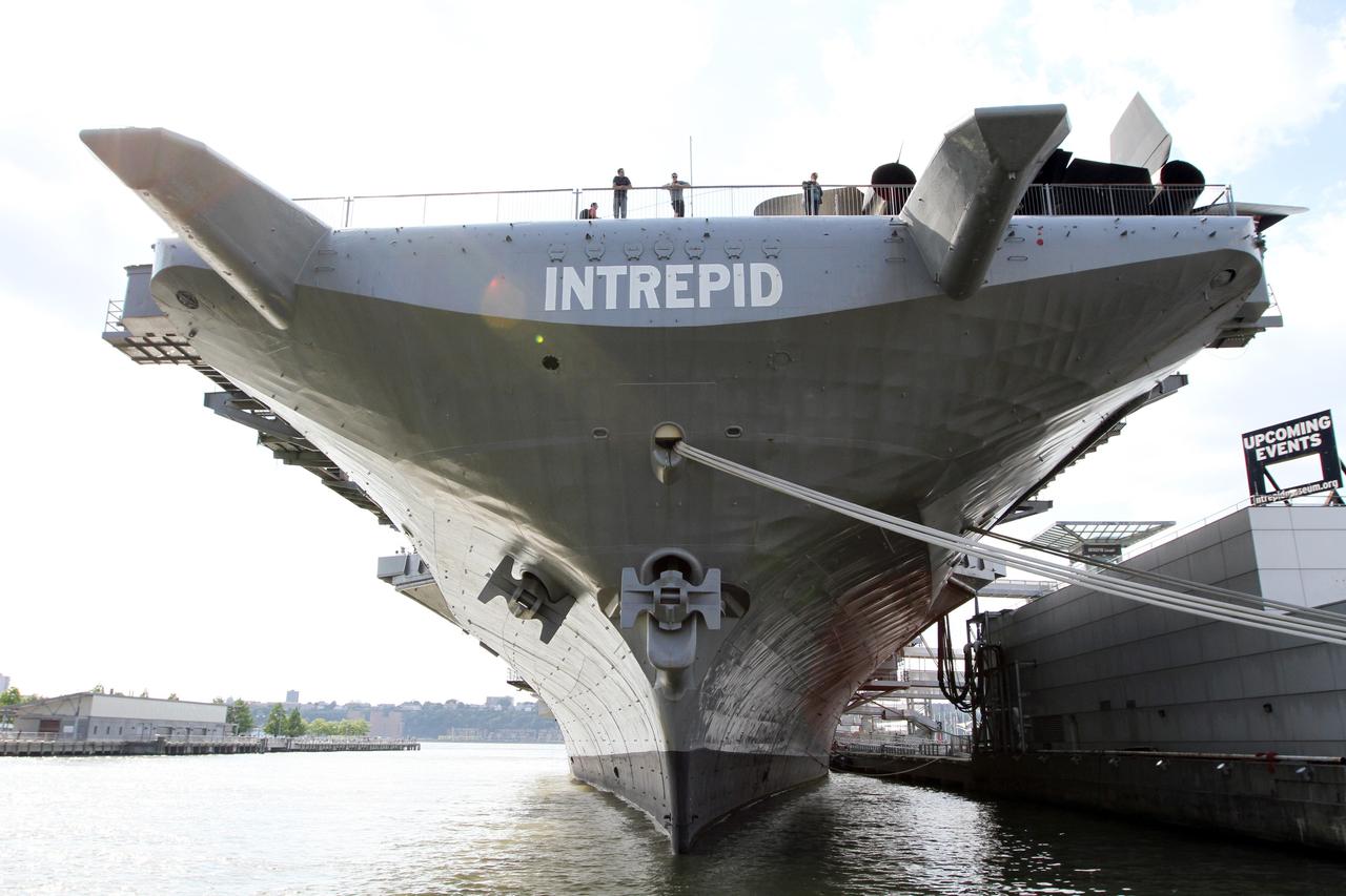 NEW YORK –The Intrepid Sea, Air and Space Museum in New York City will be the new home of the space shuttle Enterprise. The prototype shuttle will be put on display July 19 on the flight deck of the retired aircraft carrier. Enterprise is to be placed inside a protective pavilion. Photo credit: NASA/Kim Shiflett
