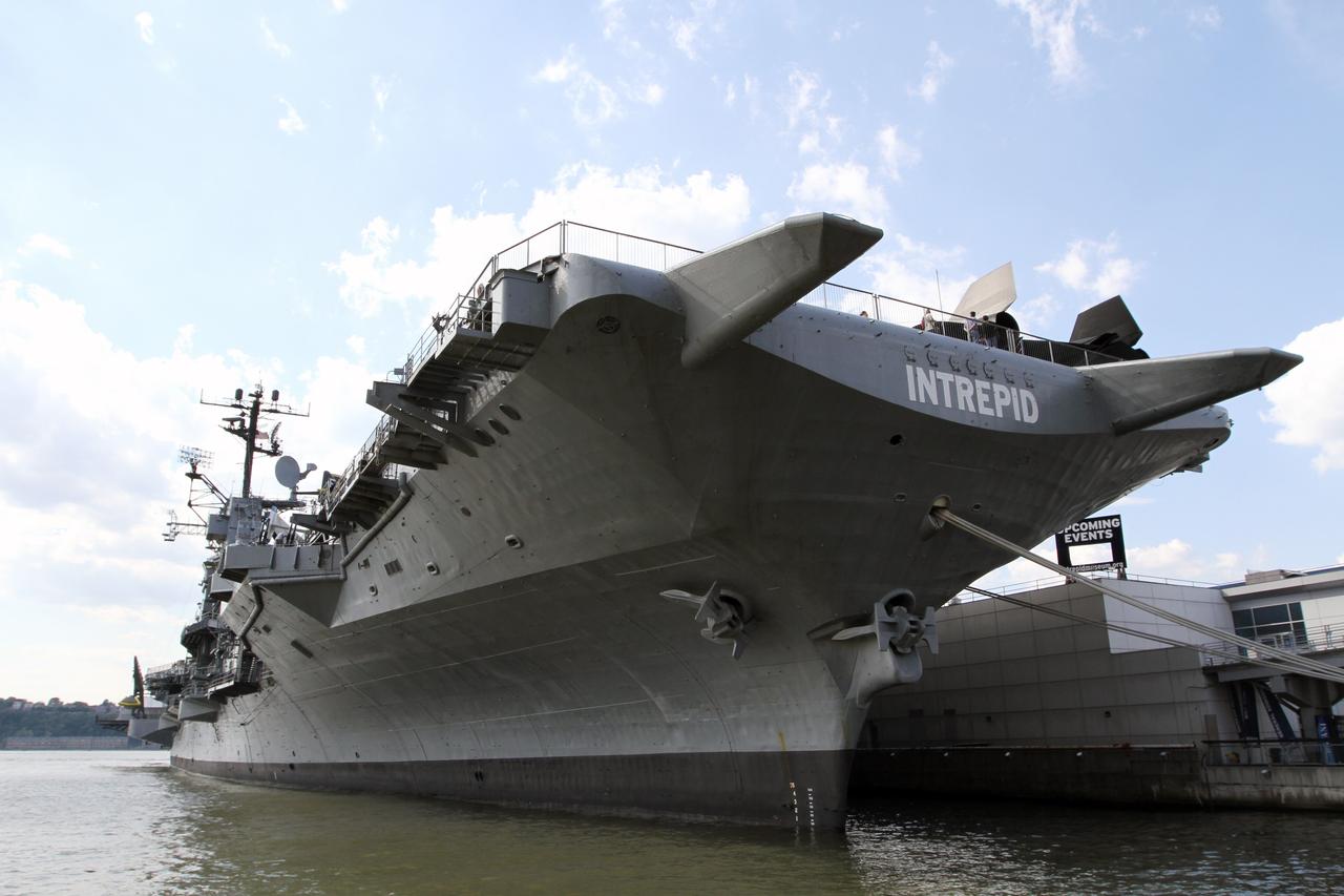 NEW YORK –The Intrepid Sea, Air and Space Museum in New York City will be the new home of the space shuttle Enterprise. The prototype shuttle will be put on display July 19 on the flight deck of the retired aircraft carrier. Enterprise is to be placed inside a protective pavilion. Photo credit: NASA/Kim Shiflett