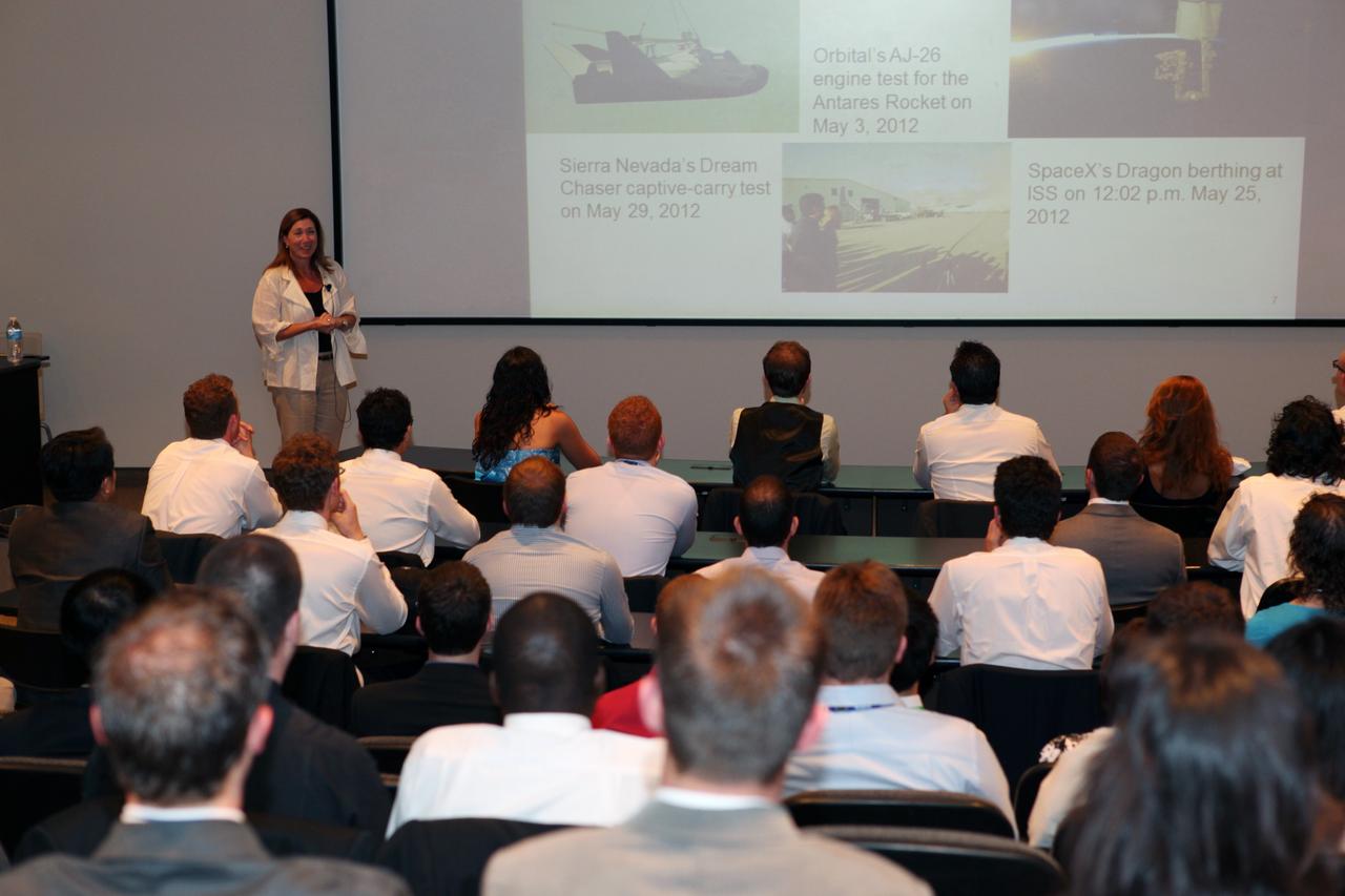 MELBOURNE, Fla. – NASA Deputy Administrator Lori Garver addresses students on the opening day of the International Space University's 25th annual Space Studies Program session at the Florida Institute of Technology in Melbourne, Fla.    The nine-week intensive course is designed for post-graduate university students and professionals during the summer. The program is hosted by a different country each year, providing a unique educational experience for participants from around the globe. NASA Kennedy Space Center and Florida Tech are co-hosting this year's event which runs from June 4 to Aug. 3. This year, there are about 125 participants representing 31 countries. For more information, visit http://www.isunet.edu.  Photo credit: NASA/Dimitri Gerondidakis