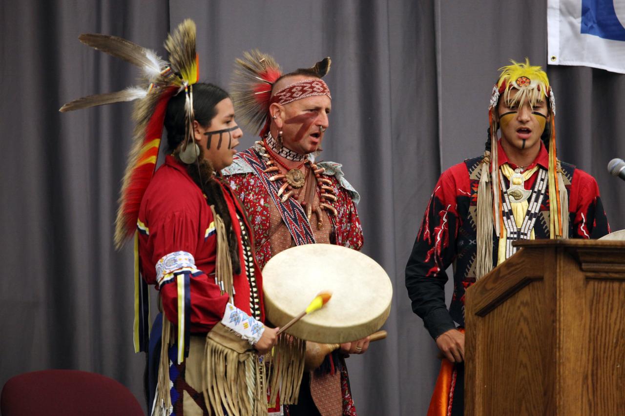 MELBOURNE, Fla. – Entertainment during the opening ceremonies for the International Space University's 25th annual Space Studies Program session at the Florida Institute of Technology in Melbourne, Fla., is provided by Jim Sawgrass and the Deep Forest Native American Indian Program dancers.     The nine-week intensive course is designed for post-graduate university students and professionals during the summer. The program is hosted by a different country each year, providing a unique educational experience for participants from around the globe. NASA Kennedy Space Center and Florida Tech are co-hosting this year's event which runs from June 4 to Aug. 3. This year, there are about 125 participants representing 31 countries. For more information, visit http://www.isunet.edu.  Photo credit: NASA/Dimitri Gerondidakis
