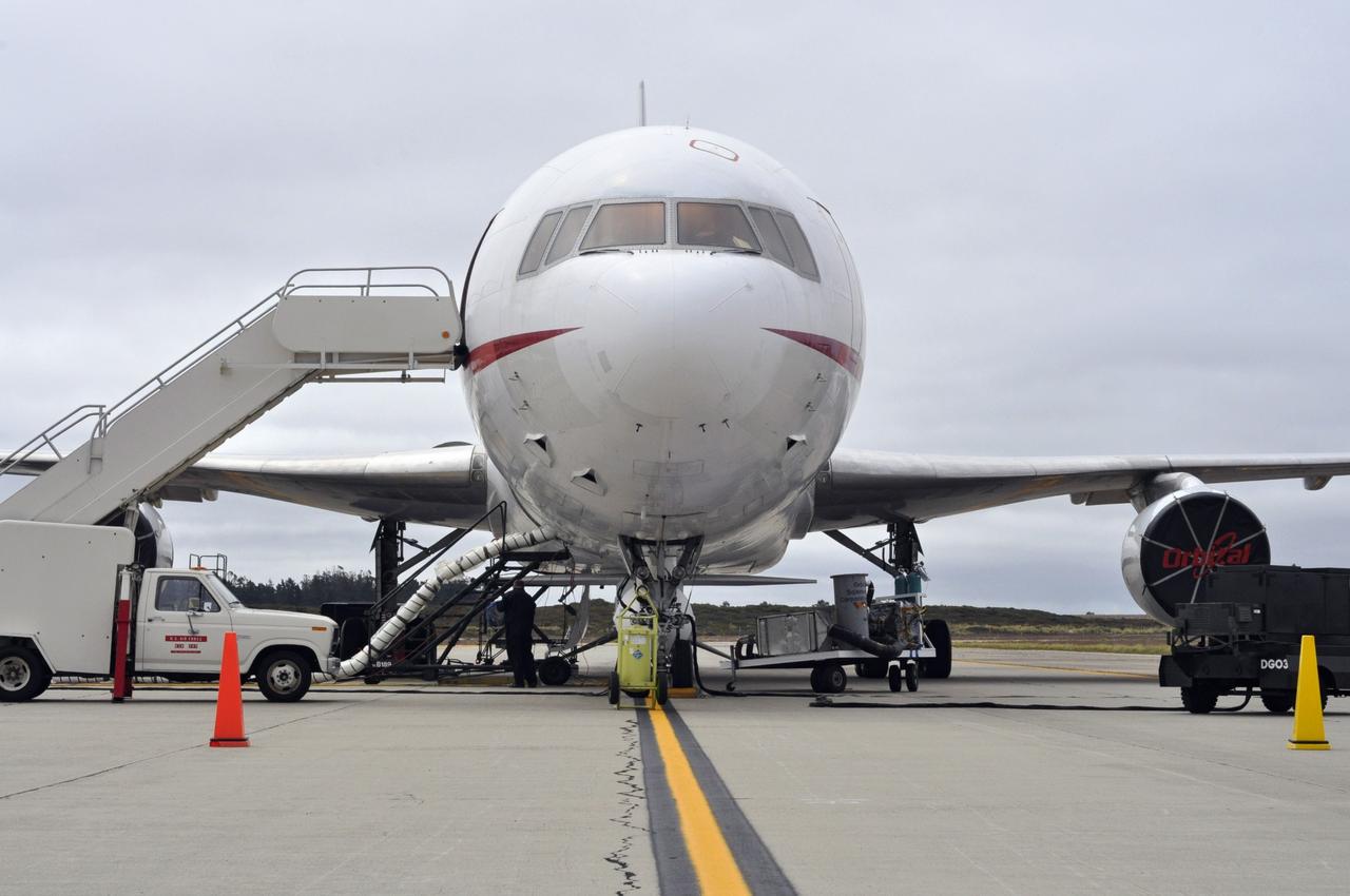 VANDENBERG AIR FORCE BASE, Calif. – Preparations are under way for the departure of Orbital Sciences’ L-1011 carrier aircraft from Vandenberg Air Force Base in California.  The aircraft is transporting Orbital’s Pegasus rocket and NASA’s Nuclear Spectroscopic Telescope Array, or NuSTAR, to the U.S. Army's Ronald Reagan Ballistic Missile Defense Test Site on Kwajalein Atoll, part of the Marshall Islands in the Pacific Ocean.     The Pegasus, mated to its NuSTAR payload, will be launched from the carrier aircraft 117 nautical miles south of Kwajalein at latitude 6.75 degrees north of the equator.  The high-energy X-ray telescope will conduct a census of black holes, map radioactive material in young supernovae remnants, and study the origins of cosmic rays and the extreme physics around collapsed stars. Launch is scheduled for June 13.  For more information, visit http://www.nasa.gov/nustar.  Photo credit: NASA/Randy Beaudoin, VAFB