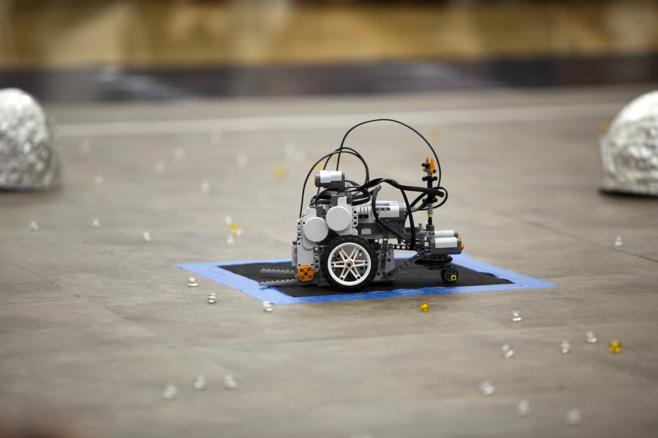 MELBOURNE, Fla. – A robot developed by students takes part in a competition during the International Space University's Space Studies Program 2012 session at the Florida Institute of Technology in Melbourne, Fla. Photo credit: NASA/Dmitri Gerondidakis